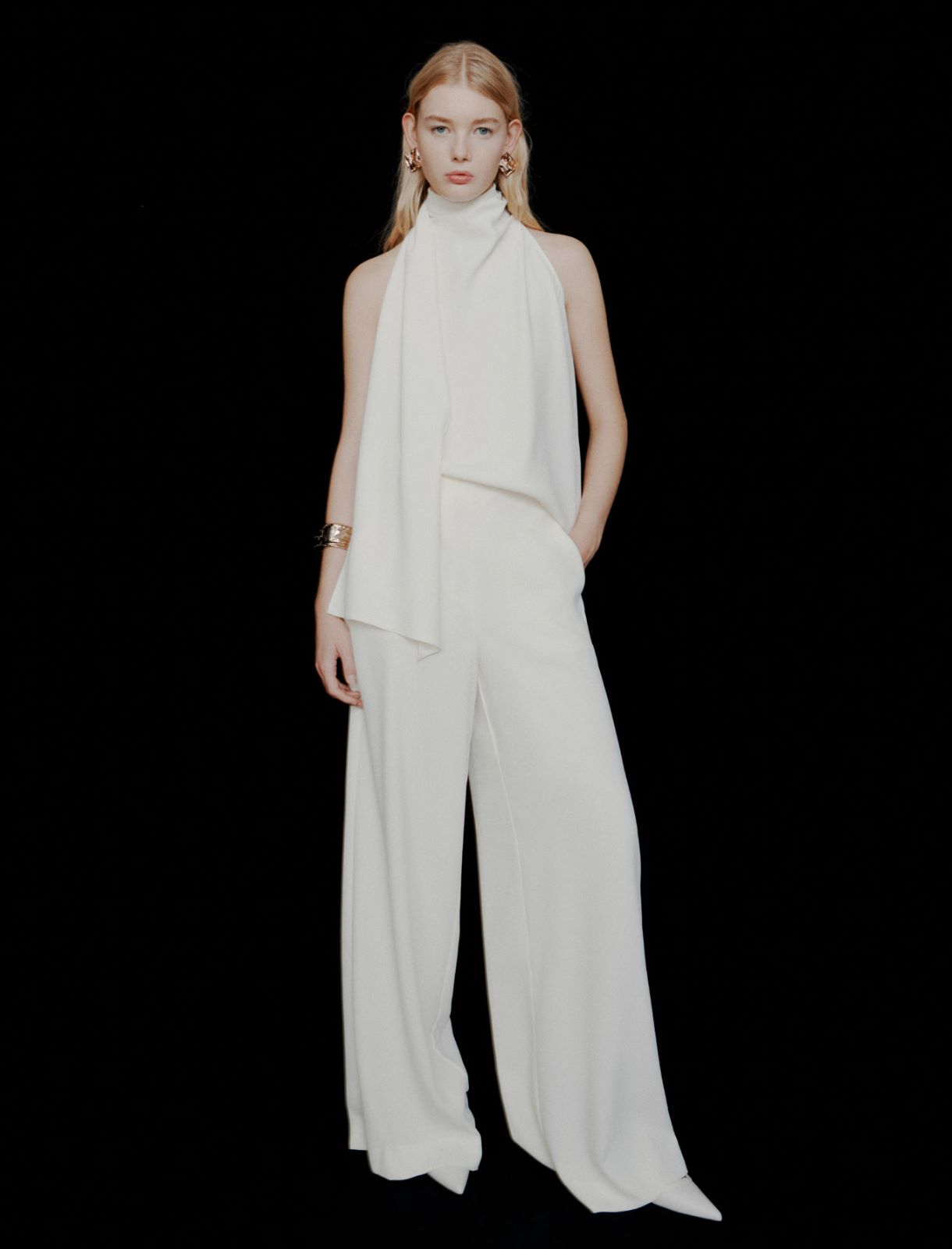 Envers satin halterneck top - Wool white - Marella - 2