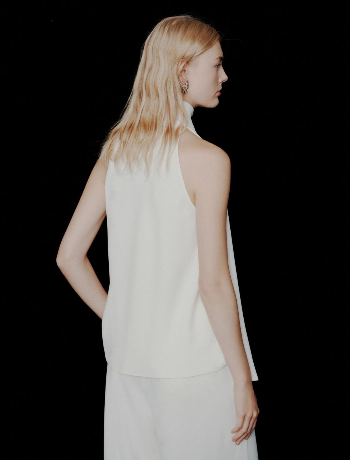Envers satin halterneck top - Wool white - Marella - 3