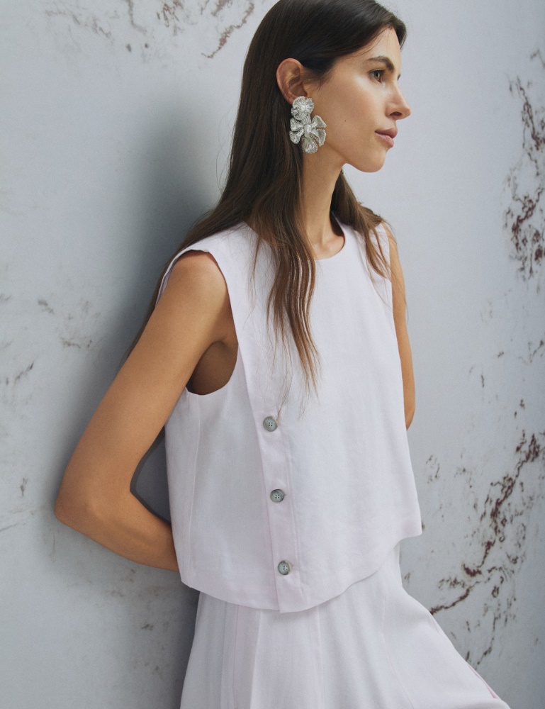 Sleeveless stretch linen-blend top - Marella