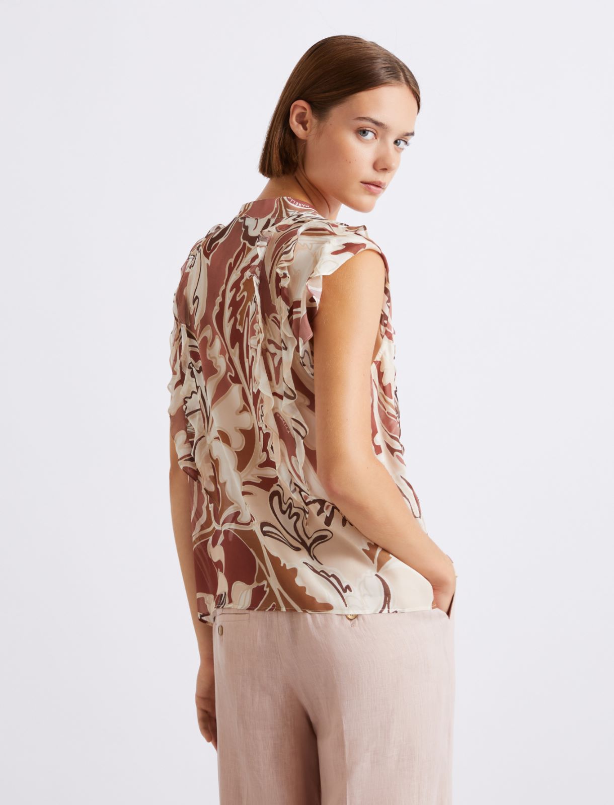 Printed georgette top - BRICK RED - Marella - 3