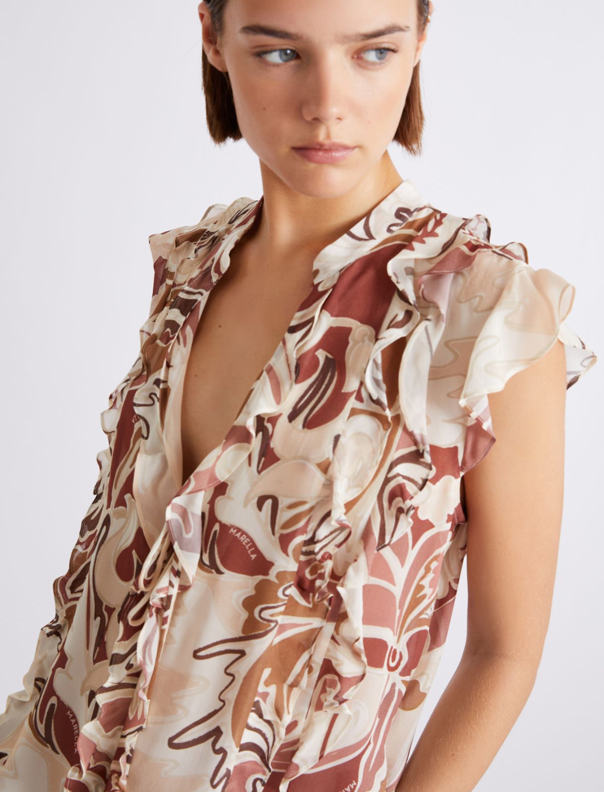 Printed georgette top - BRICK RED - Marella - 5