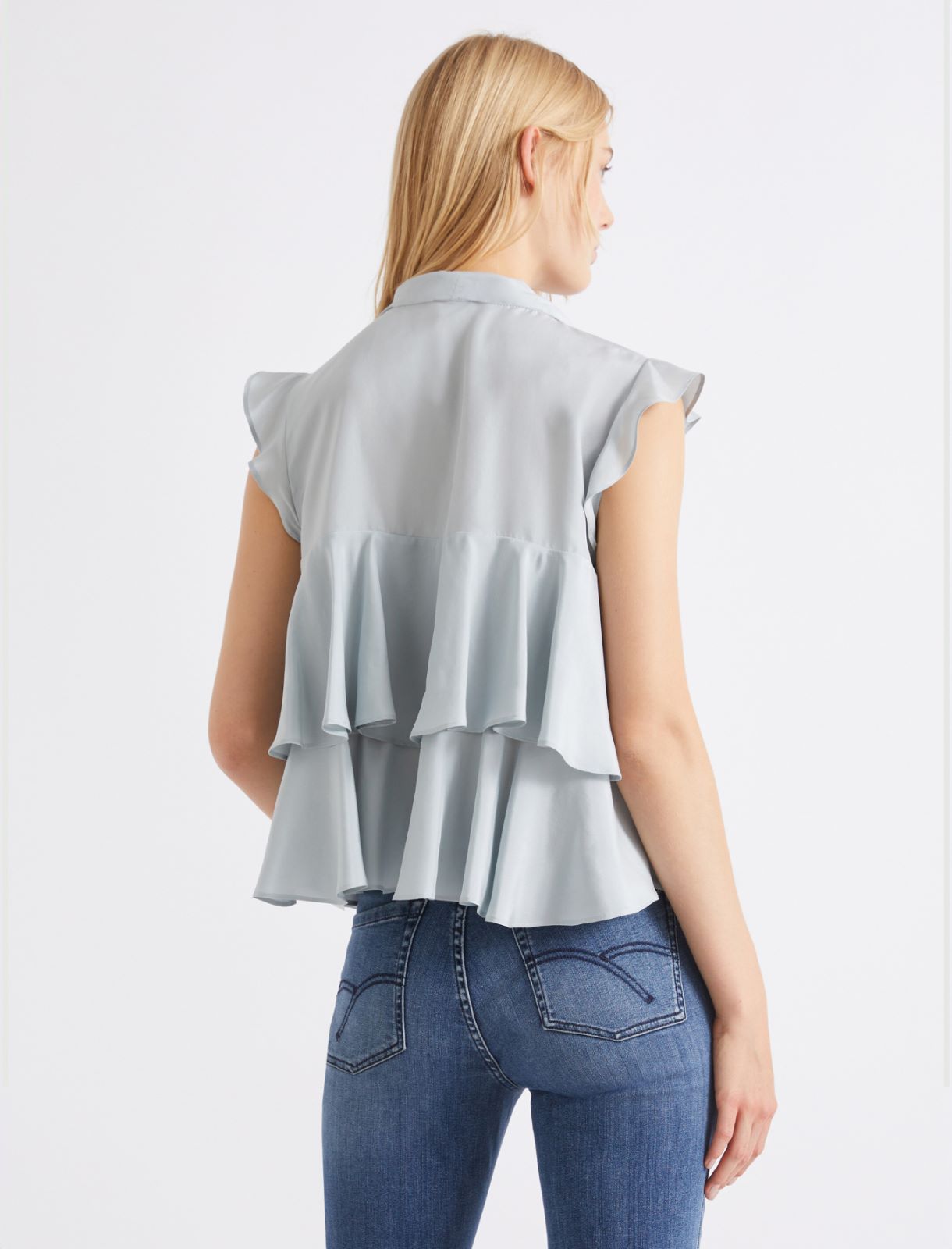 Washed silk Habotai top - LIGHT BLUE - Marella - 3
