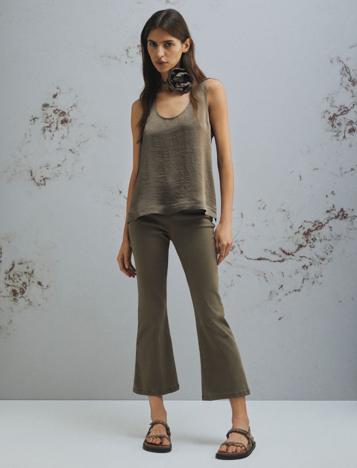 Top con fiore abbinato - MARRONE - Marella - 2