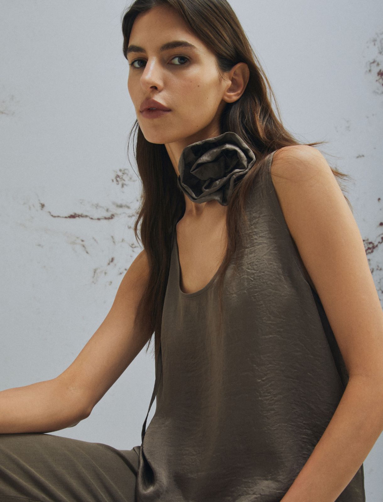 Top con fiore abbinato - MARRONE - Marella - 4