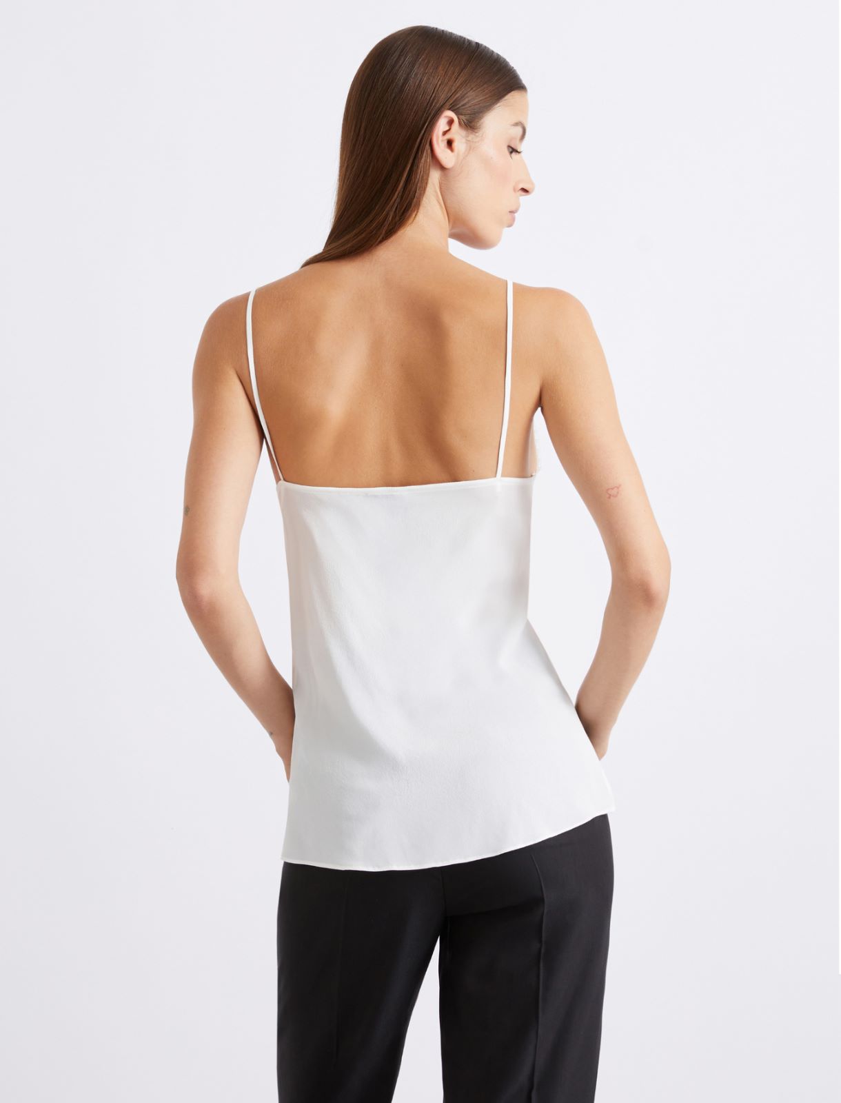 Silk-blend slip top - WHITE - Marella - 3