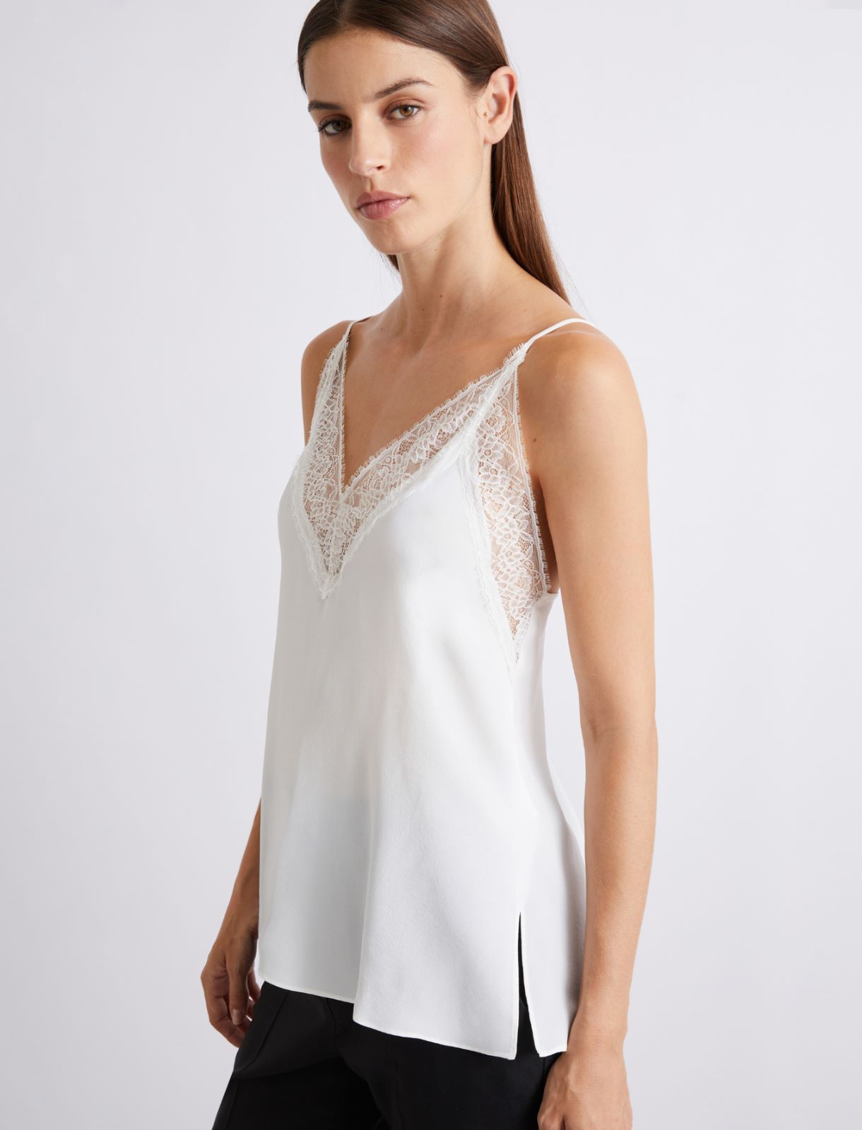 Silk-blend slip top - WHITE - Marella - 5