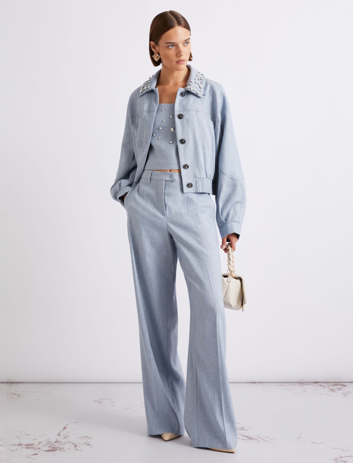 Top aus Leinen und Viskose mit Stretchanteil - AZURBLAU - Marella - 2