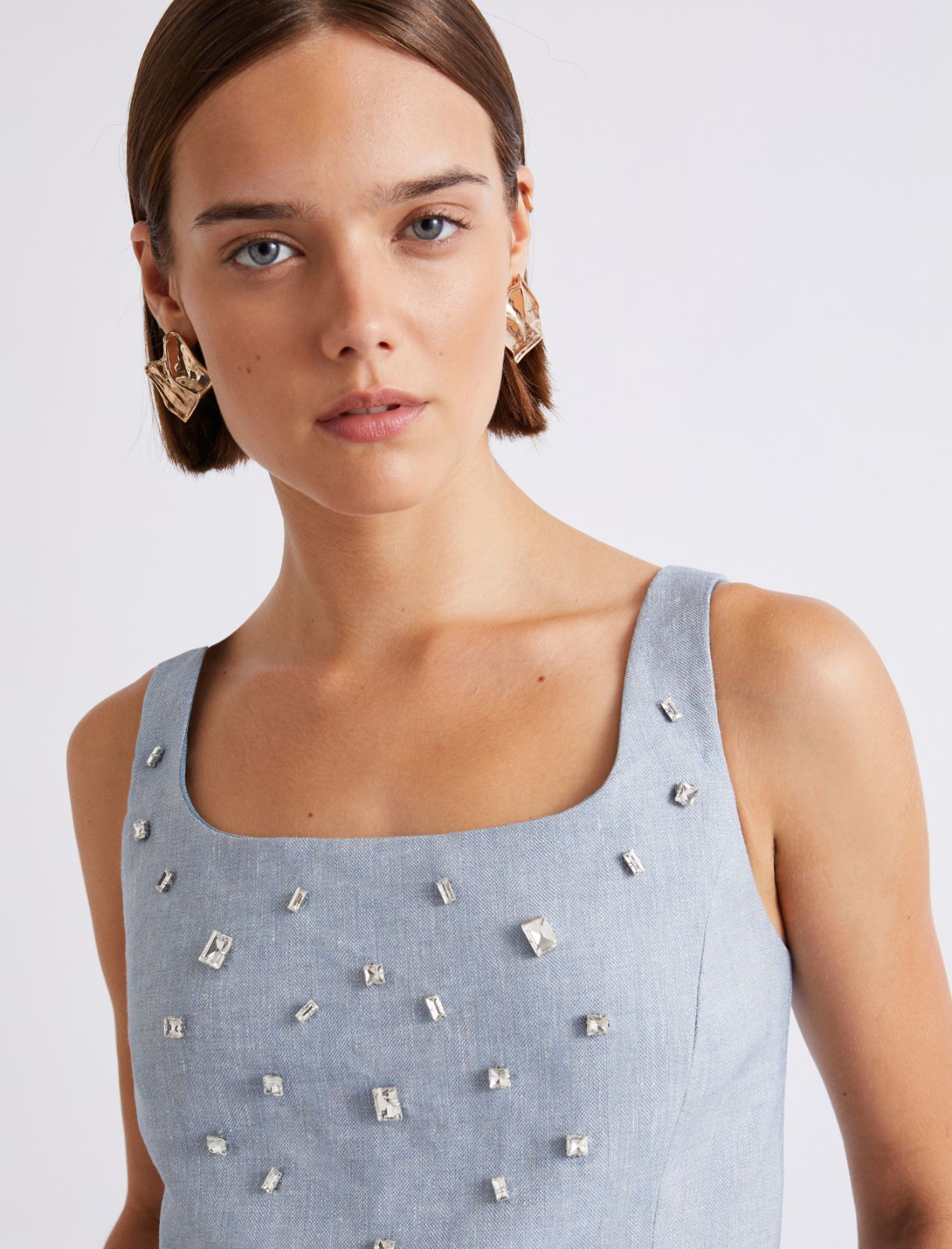 Top aus Leinen und Viskose mit Stretchanteil - AZURBLAU - Marella - 5