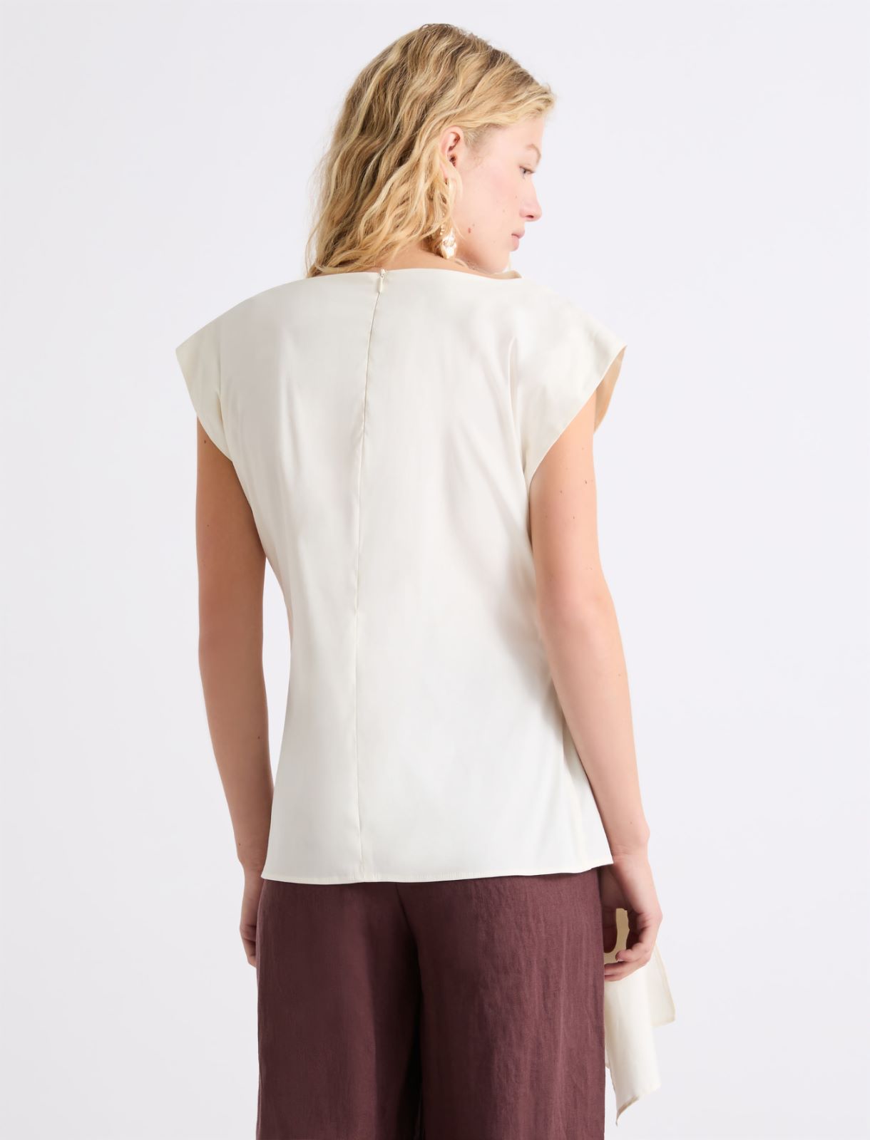 Chemisier sans manches avec drapé - BLANC - Marella - 3