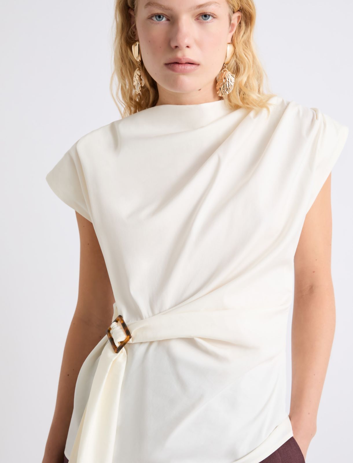 Chemisier sans manches avec drapé - BLANC - Marella - 5