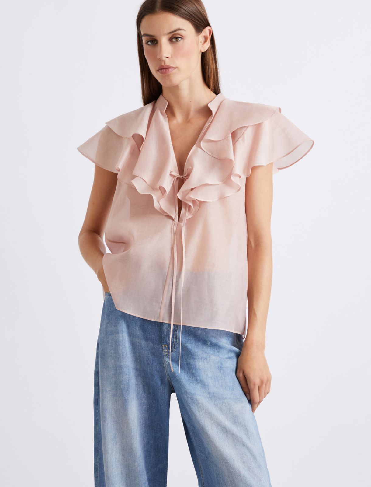 Top aus Voile aus Baumwolle und Seide - PUDER - Marella - 4