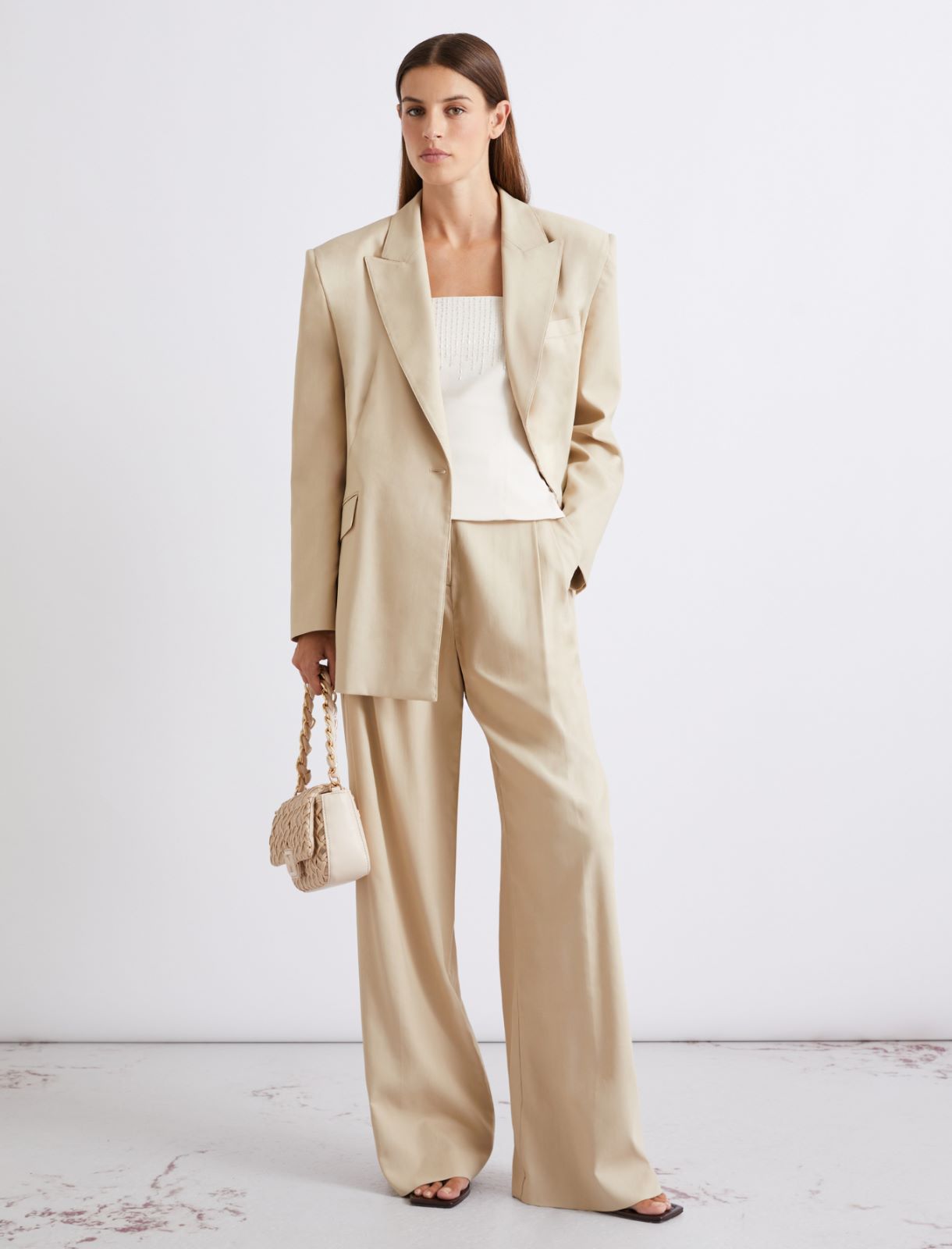 Stretch canvas corset top - WHITE - Marella - 2