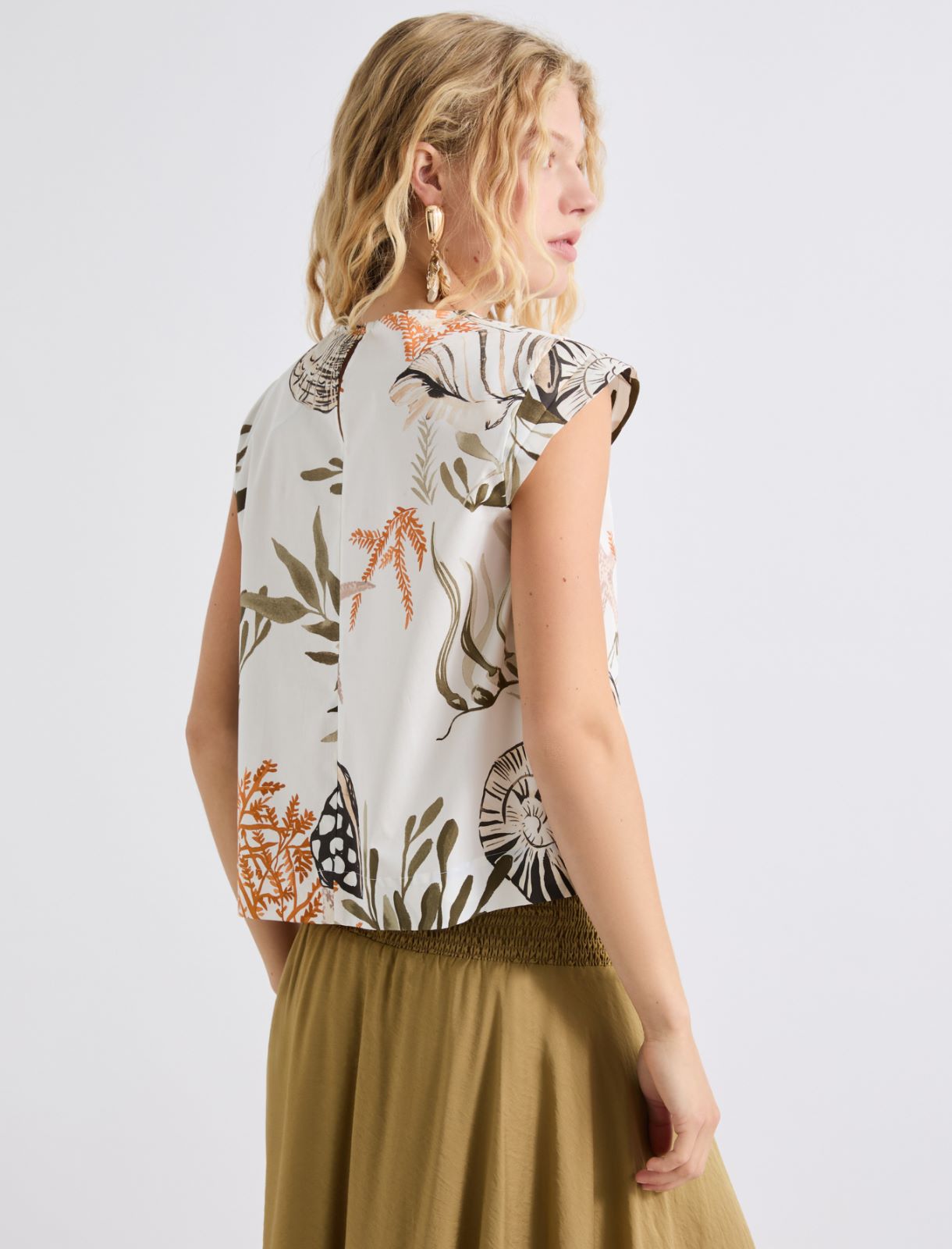 Sleeveless stretch cotton top - OPTICAL WHITE - Marella - 3