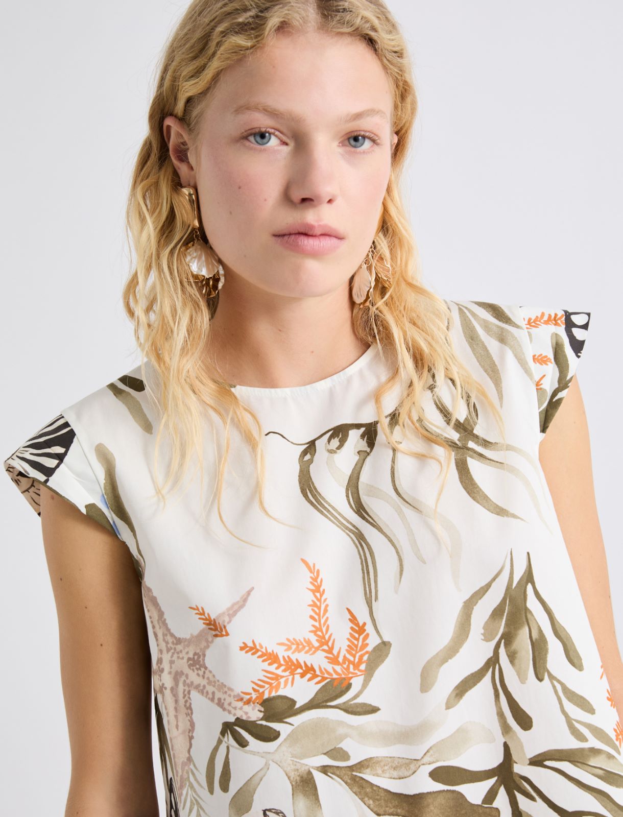 Sleeveless stretch cotton top - OPTICAL WHITE - Marella - 5