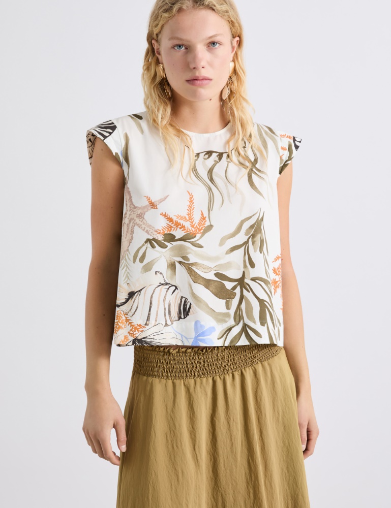 Sleeveless stretch cotton top - Marella