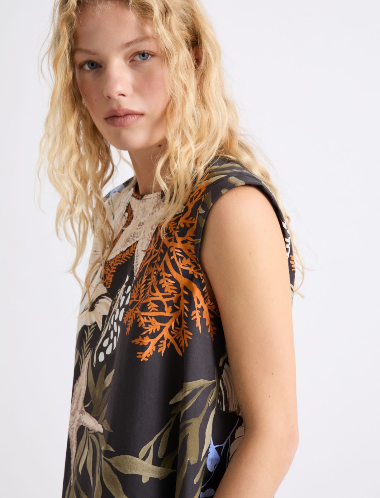 Sleeveless stretch cotton top - BLACK - Marella - 5