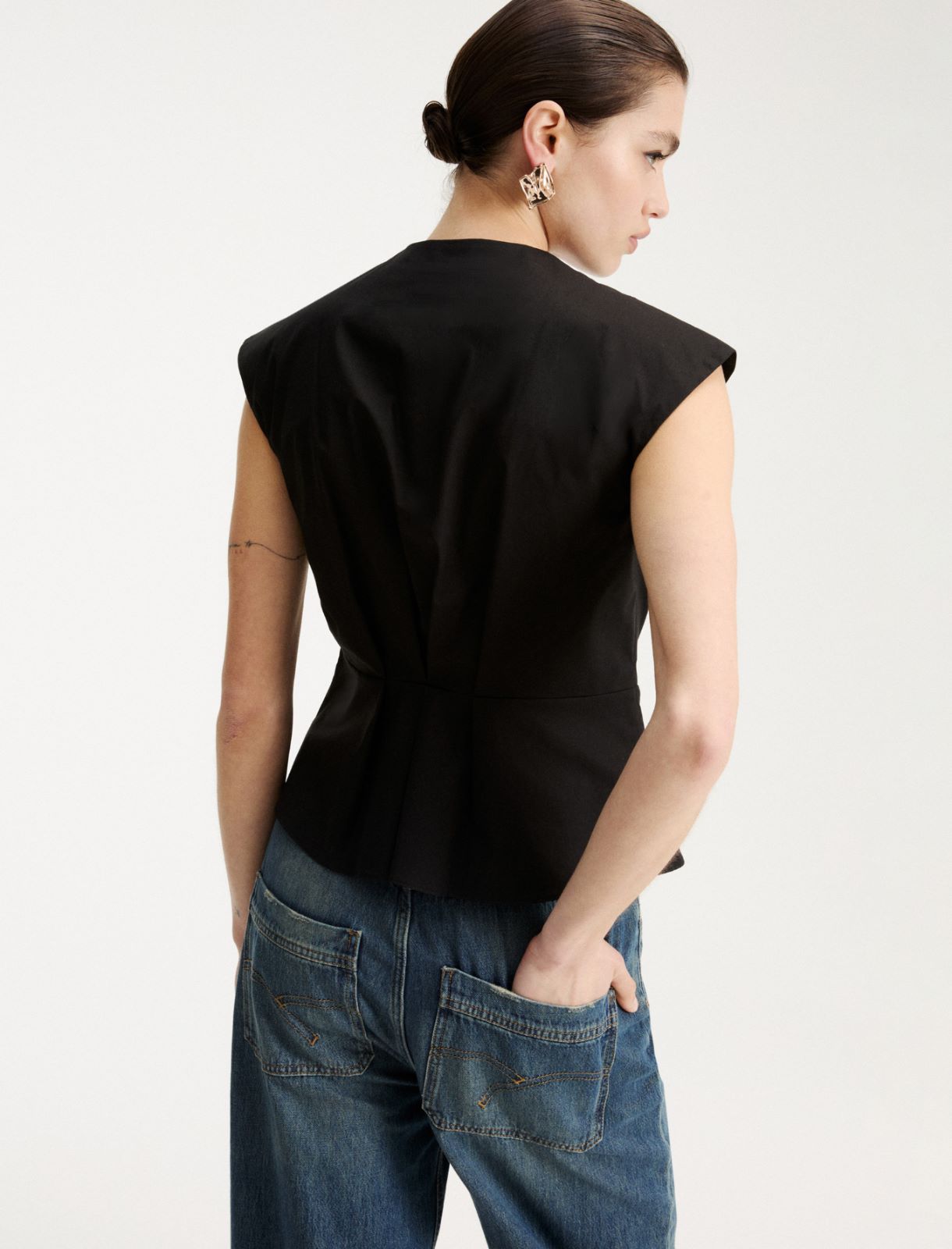 Ärmelloses Top aus Popeline - SCHWARZ - Marella - 3