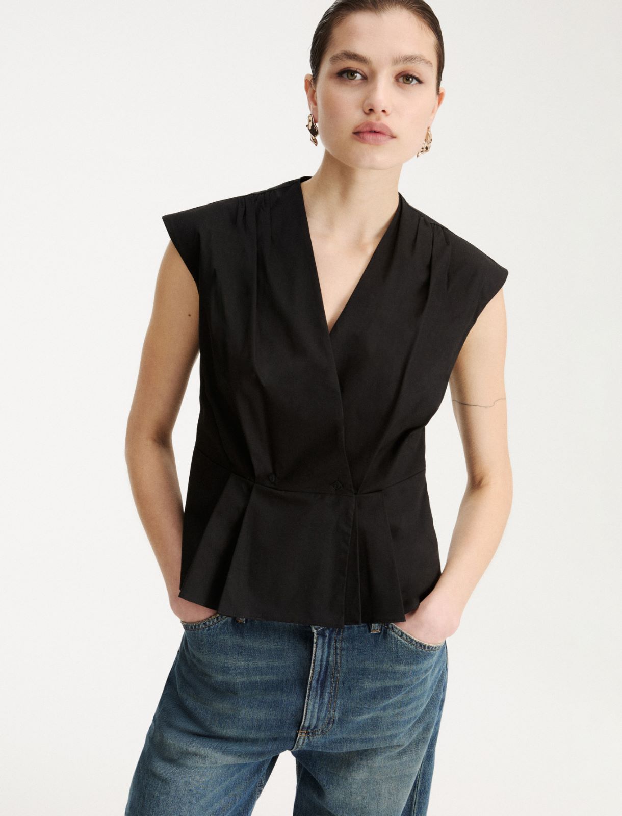 Ärmelloses Top aus Popeline - SCHWARZ - Marella - 4