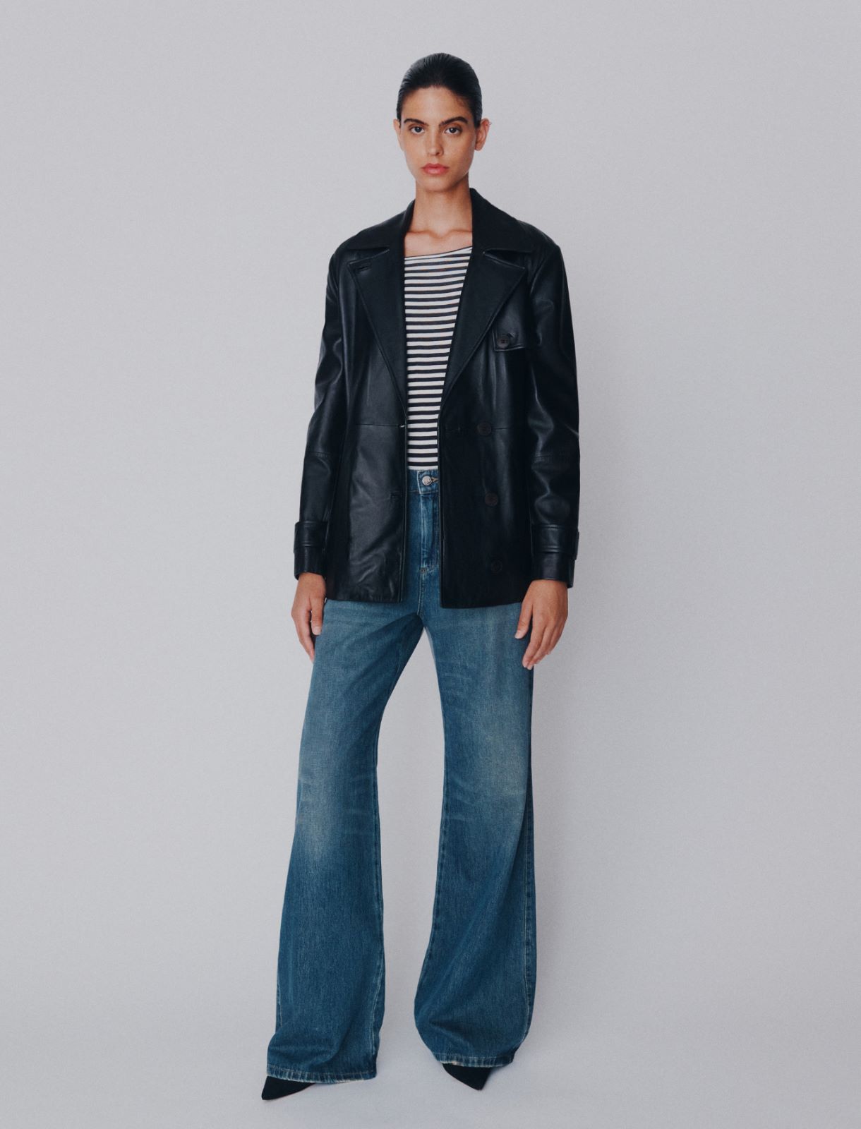 High-waisted wide-leg jeans - NAVY - Marella - 2