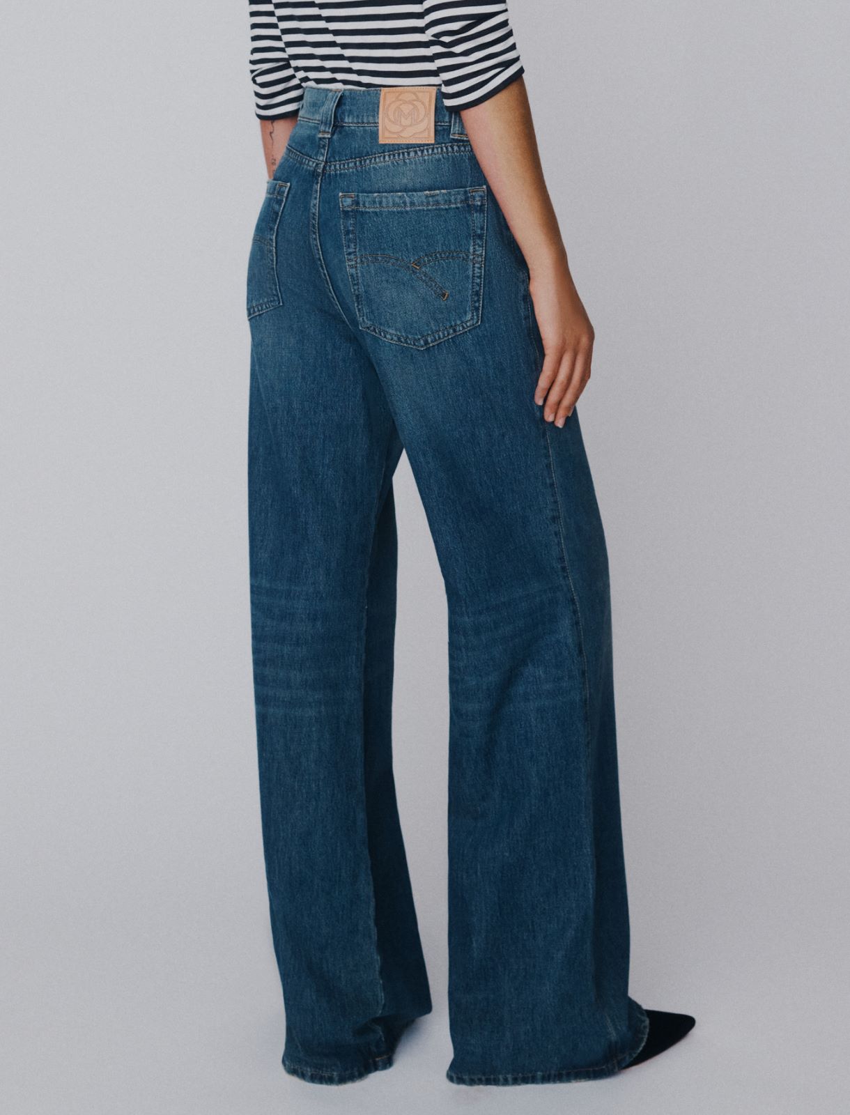 High-waisted wide-leg jeans - NAVY - Marella - 3