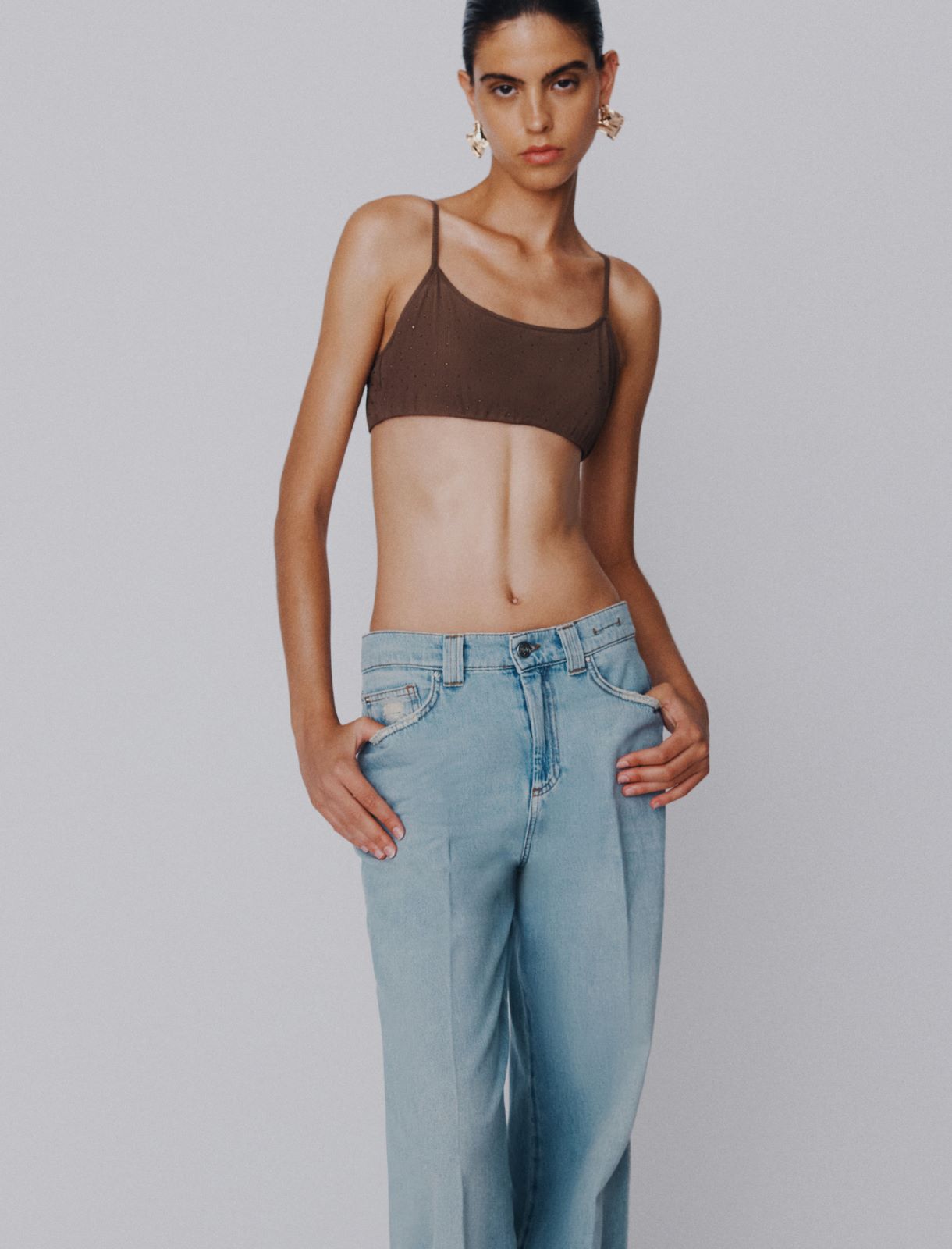 High-waisted wide-leg jeans - DUST BLUE - Marella - 5
