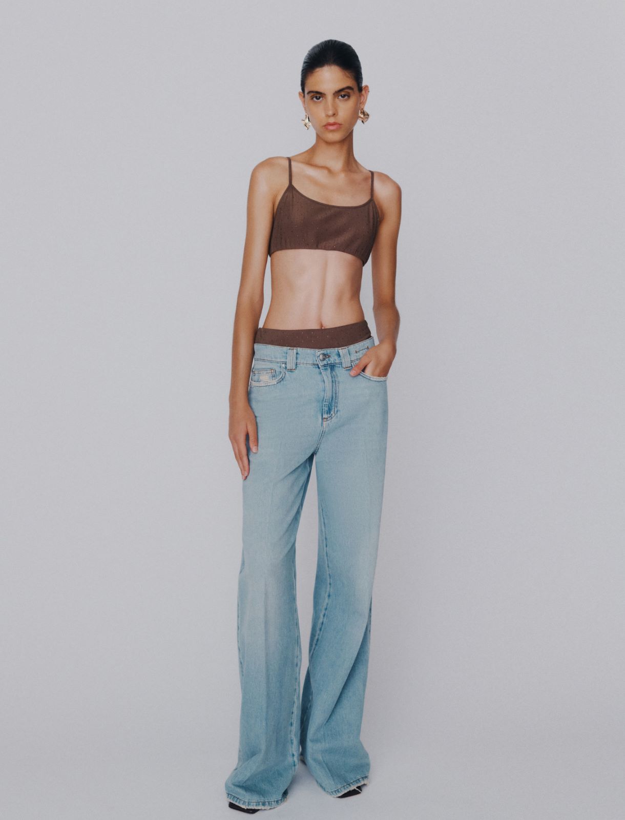 High-waisted wide-leg jeans - DUST BLUE - Marella - 6