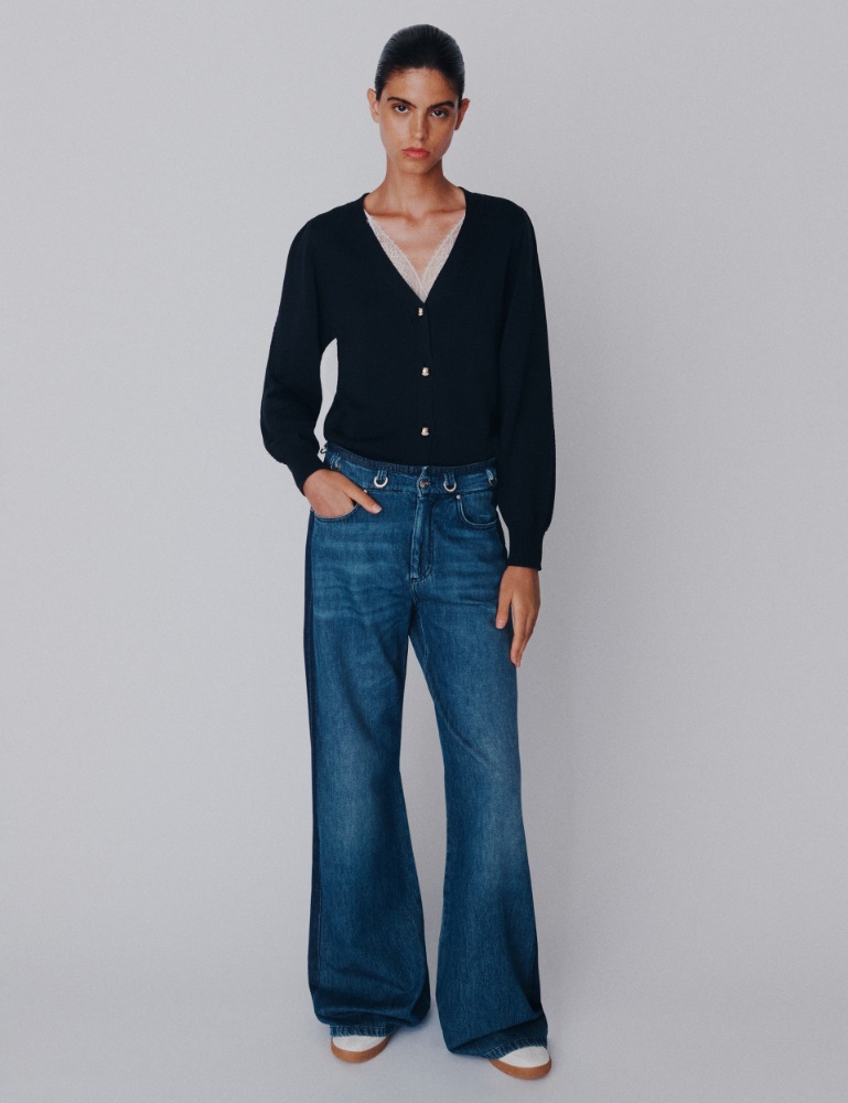 Jean wide leg taille haute en denim - Marella