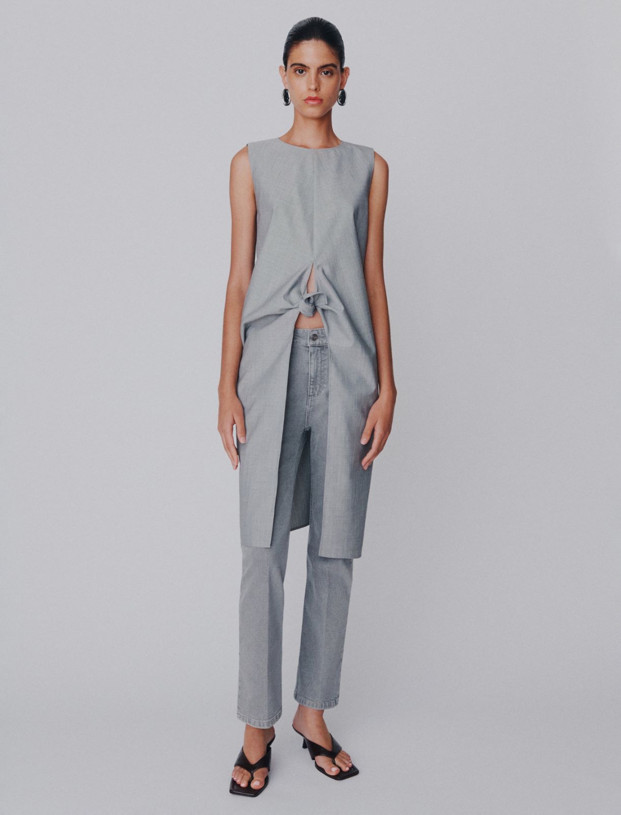 Jean new flare en denim stretch - GRIS MOYEN - Marella - 2