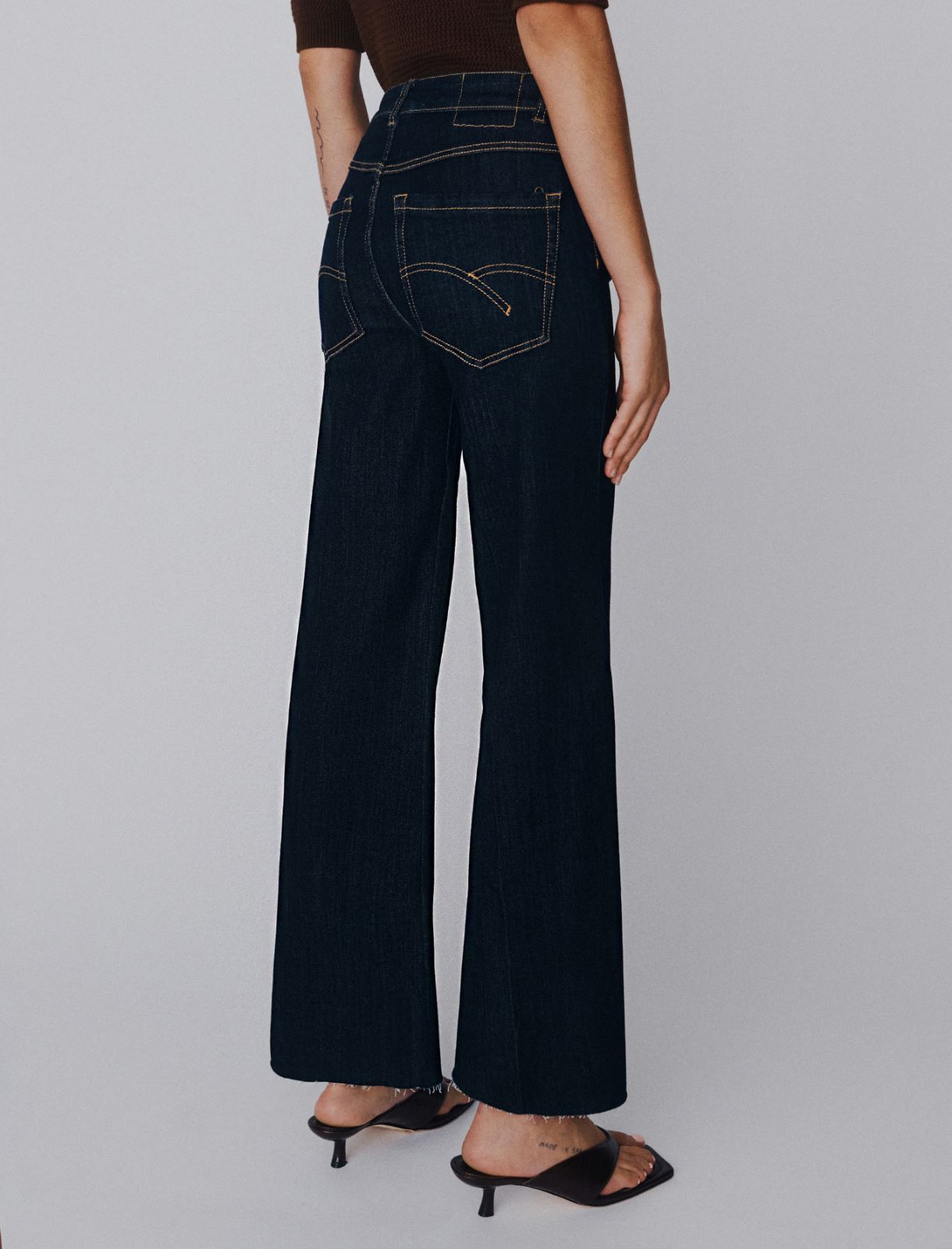 Cropped soft denim wide-leg jeans - CORNFLOWER BLUE - Marella - 3