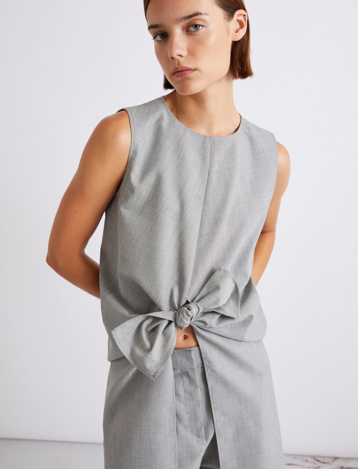 Long wool and silk top - GREY - Marella - 5