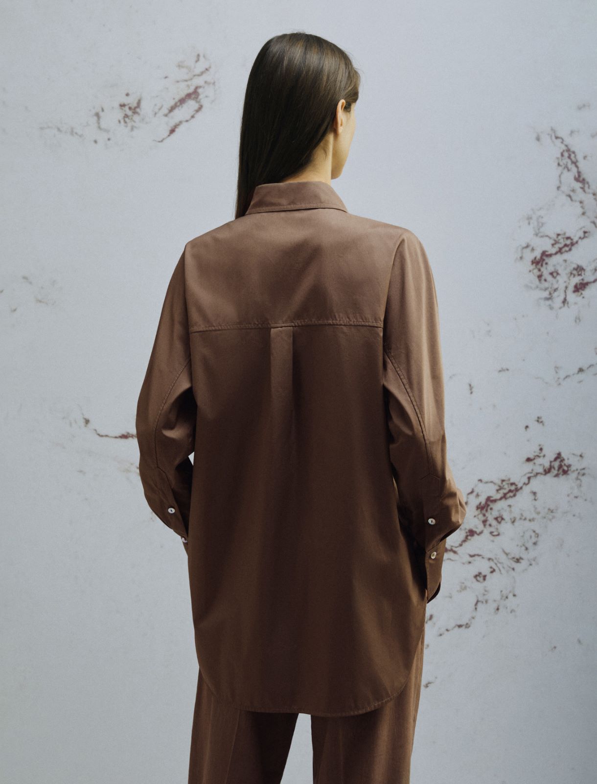 Lightweight poplin shirt - BROWN - Marella - 3