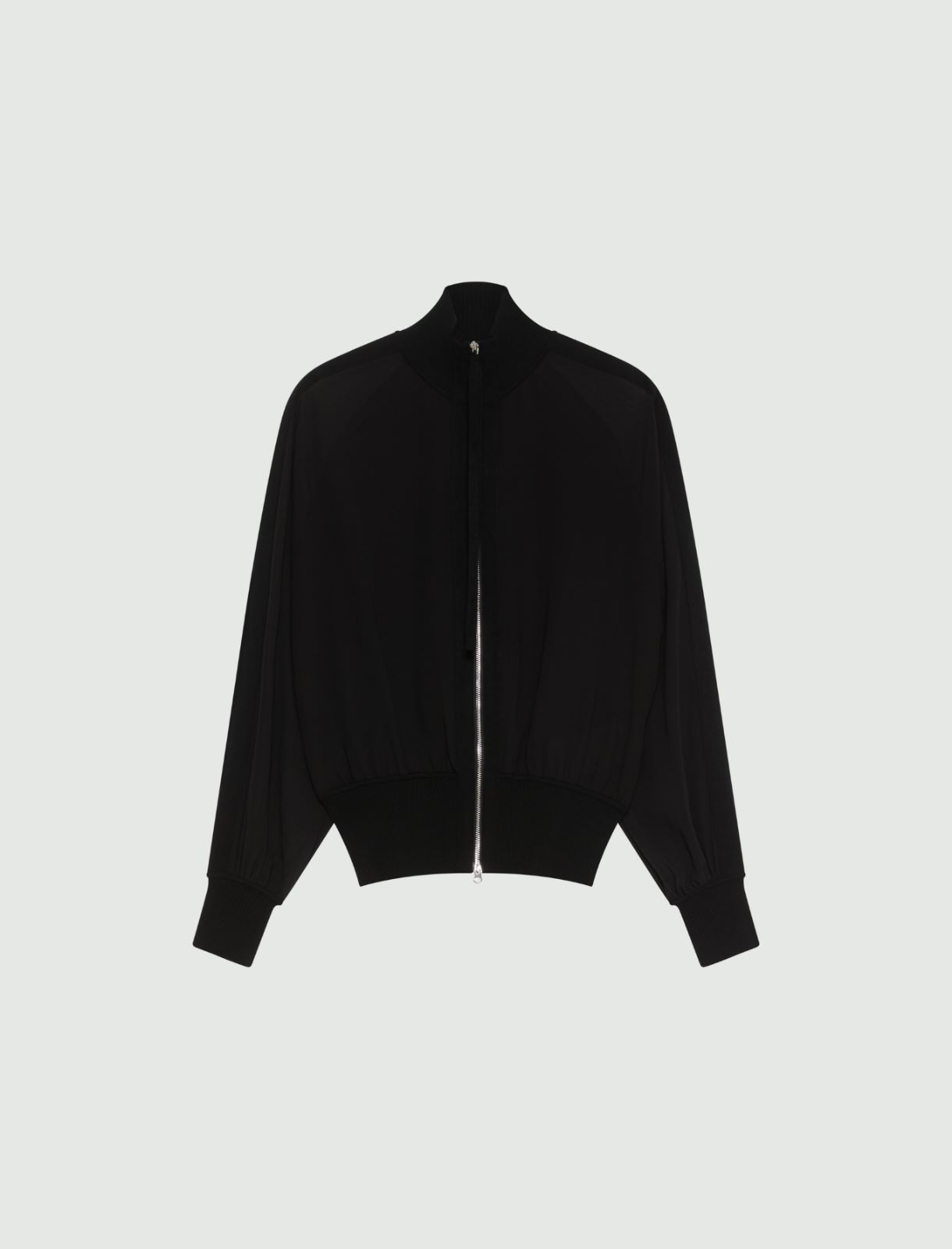 Sporty georgette blouson jacket - BLACK - Marella