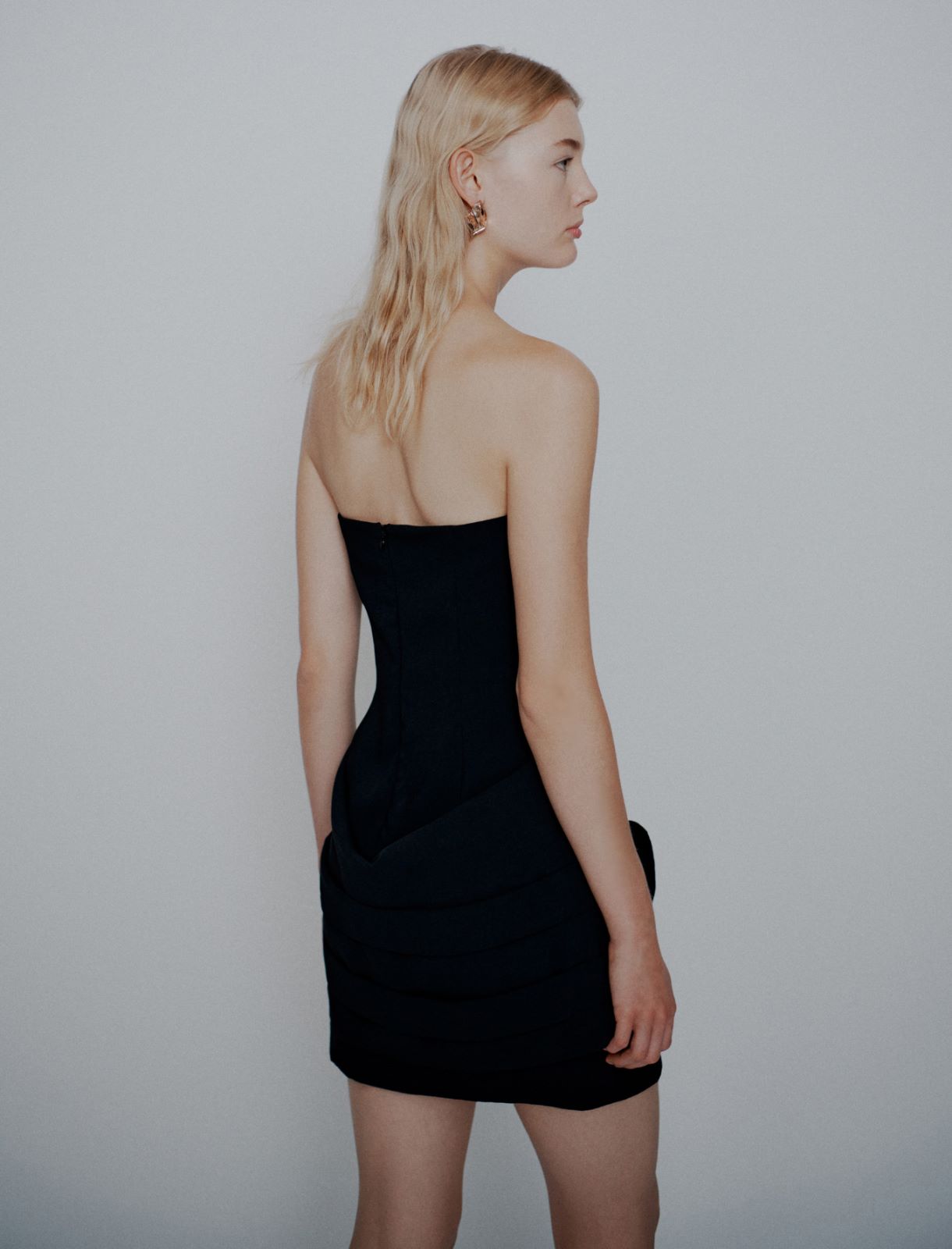 Bow-detail envers satin bustier dress - BLACK - Marella - 3