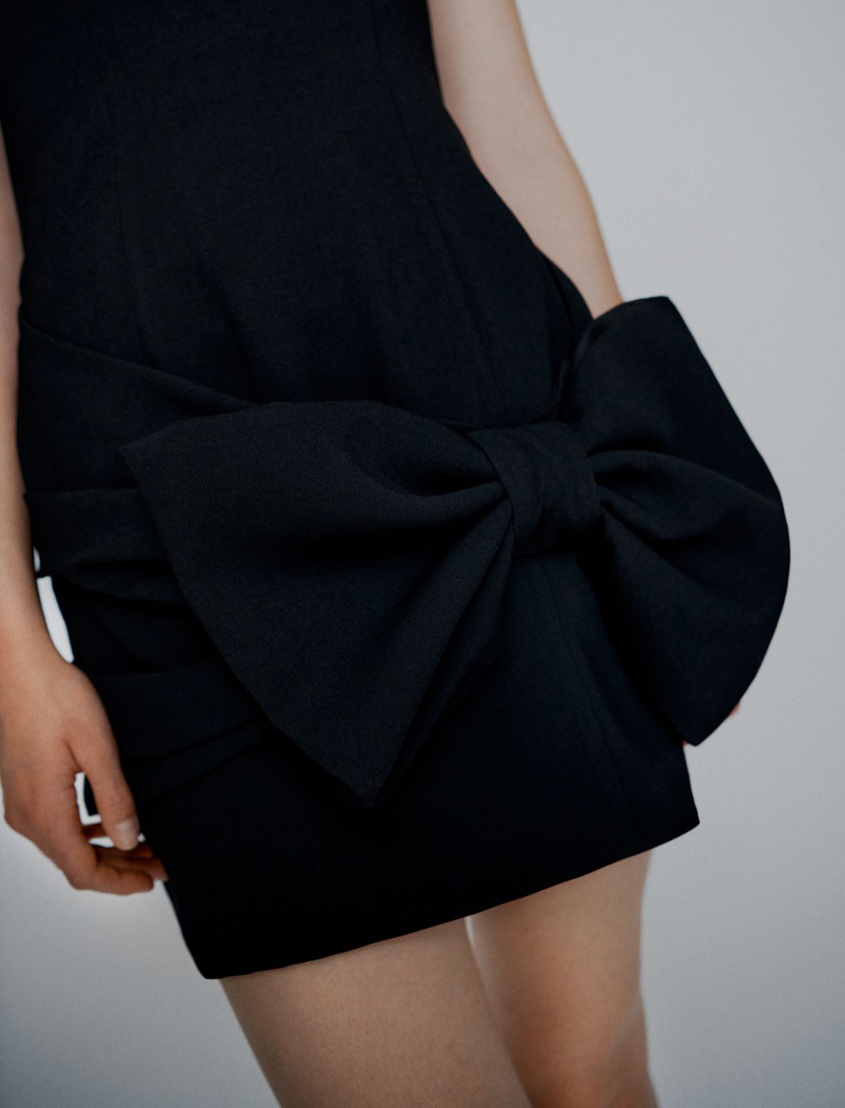 Bow-detail envers satin bustier dress - BLACK - Marella - 5