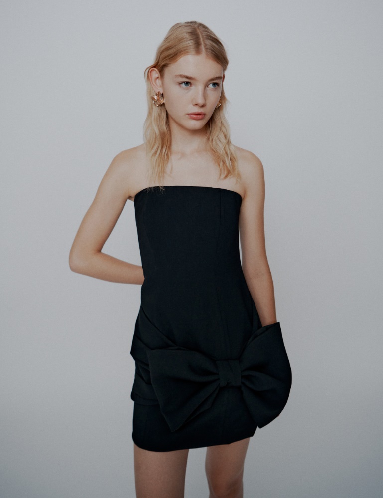 Bow-detail envers satin bustier dress - Marella