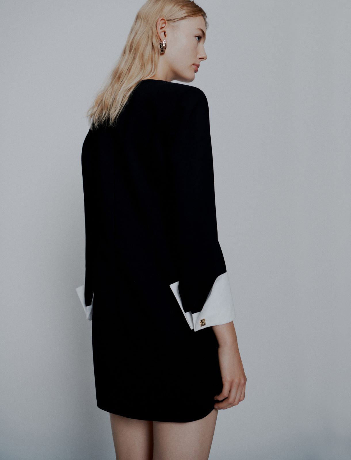 Shaped envers satin dress - Black - Marella - 3