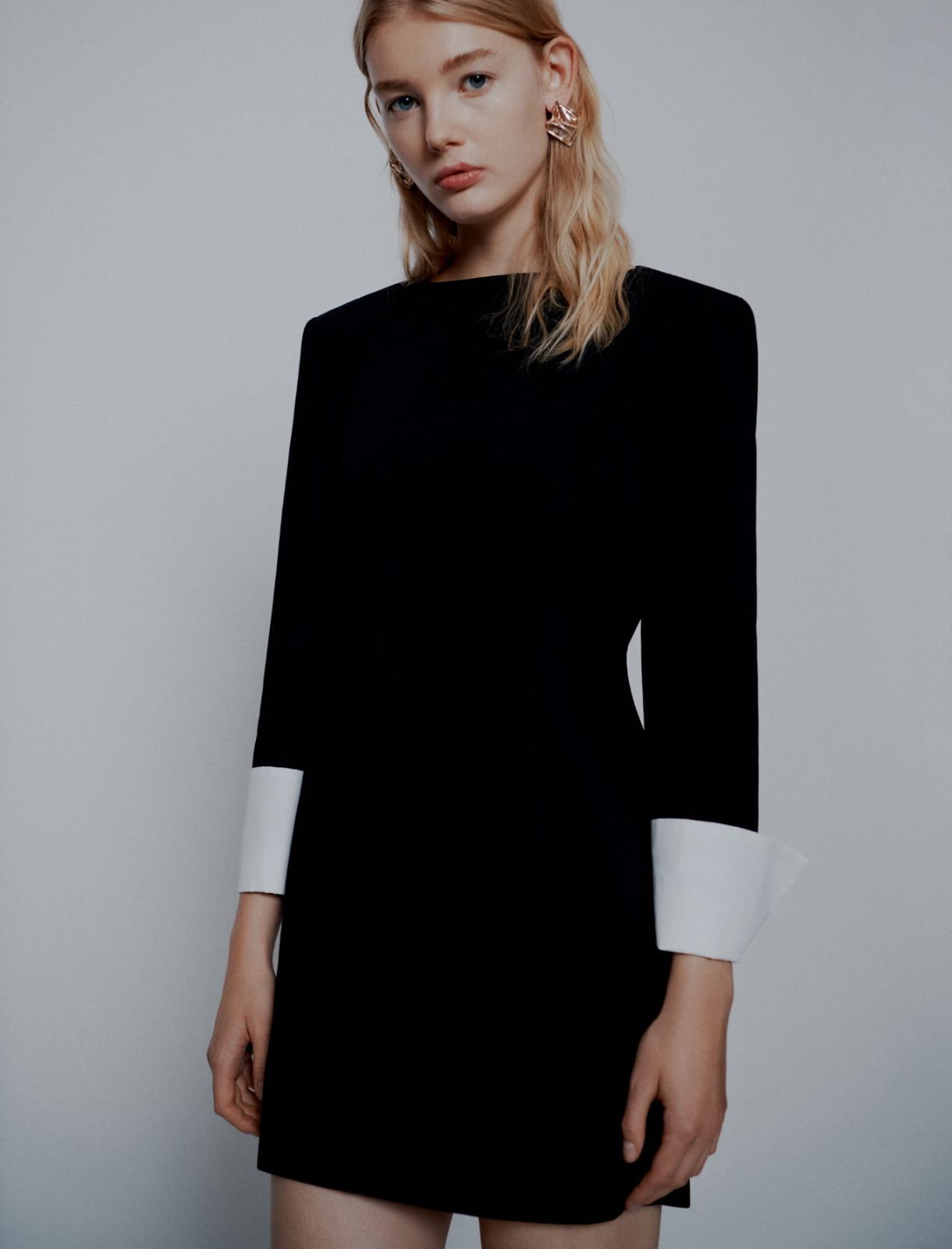 Shaped envers satin dress - Black - Marella - 4