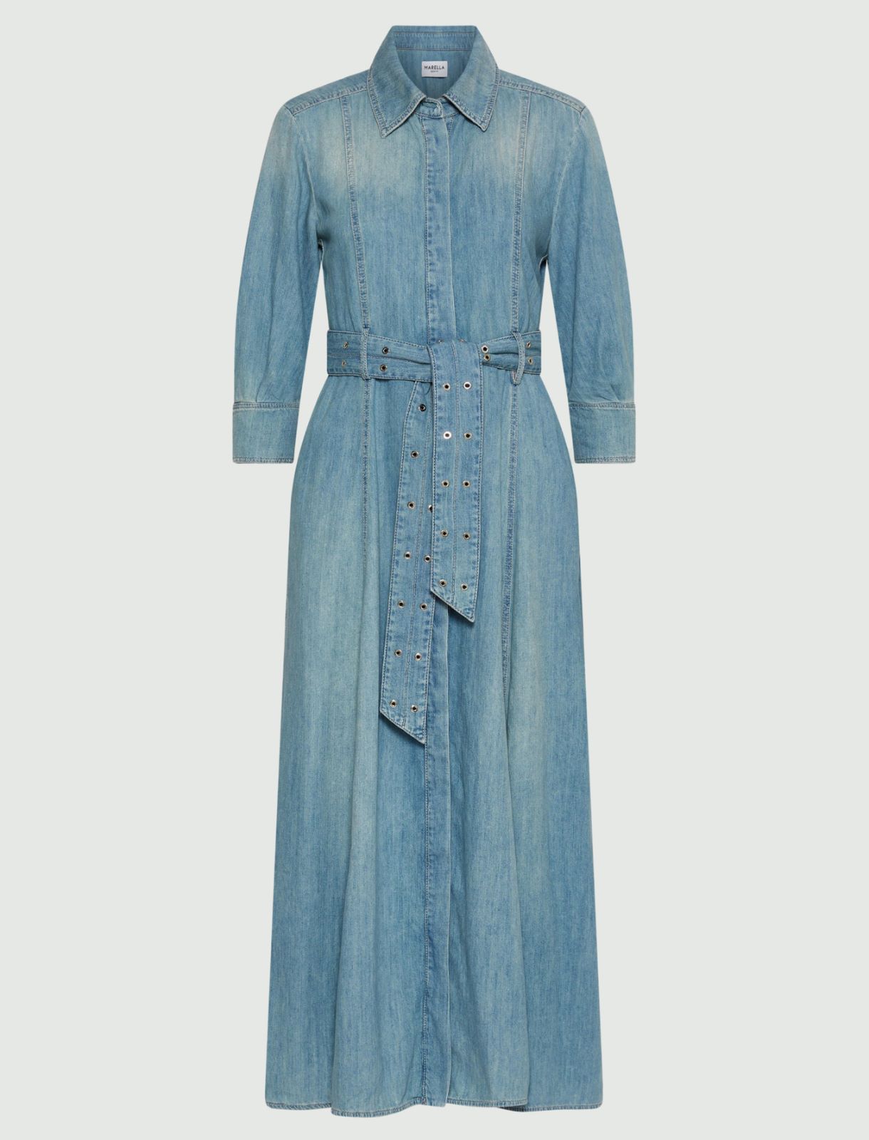 Robe-chemise longue en denim fluide - BLEU JEANS - Marella