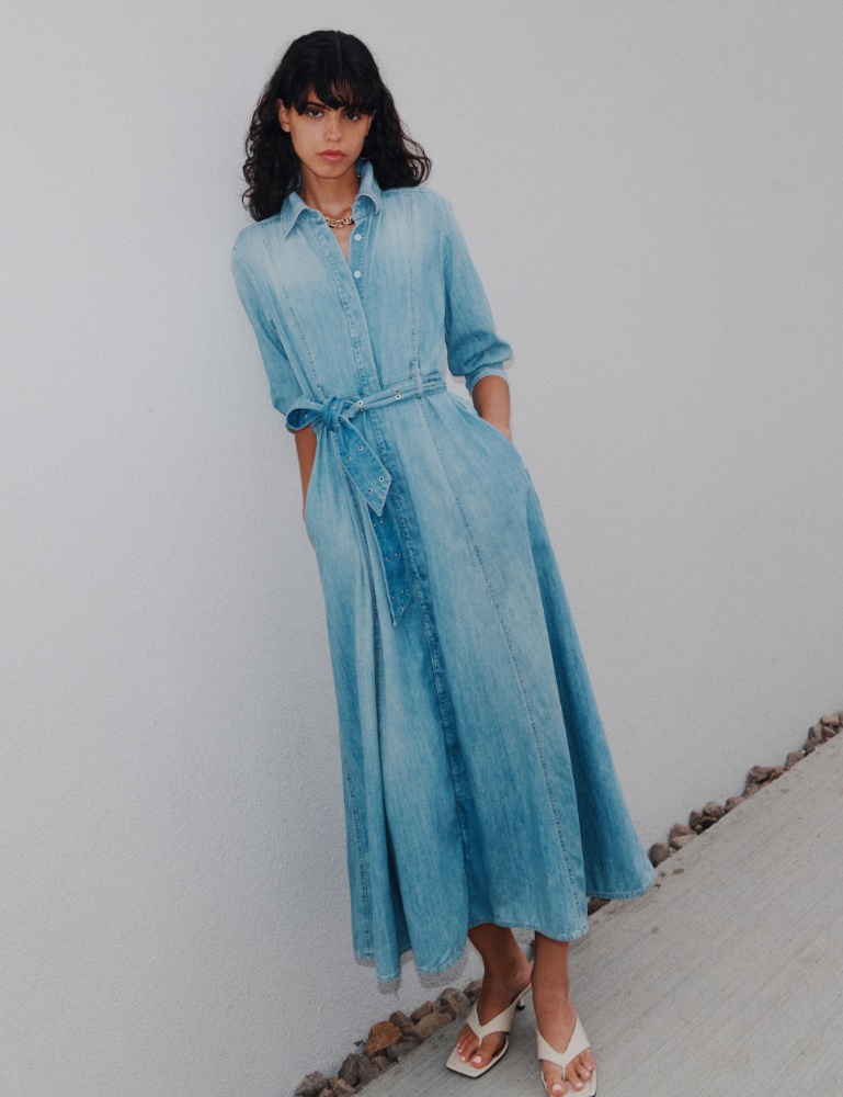 Robe-chemise longue en denim fluide - Marella