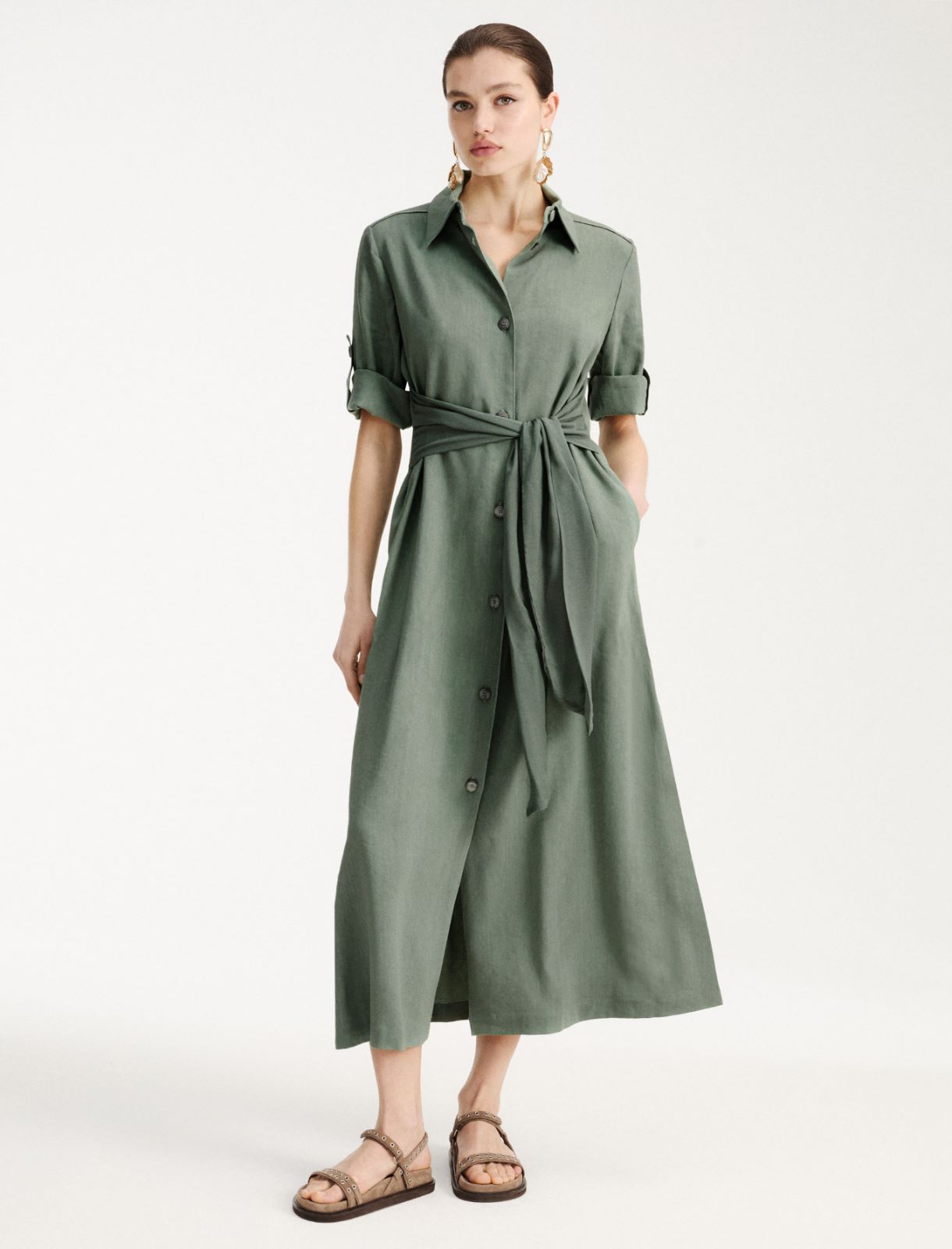 Chemisier in lino e viscosa stretch - VERDE - Marella - 2