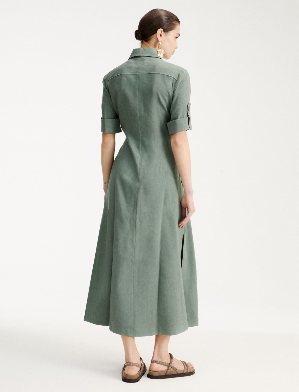 Chemisier in lino e viscosa stretch - VERDE - Marella - 3