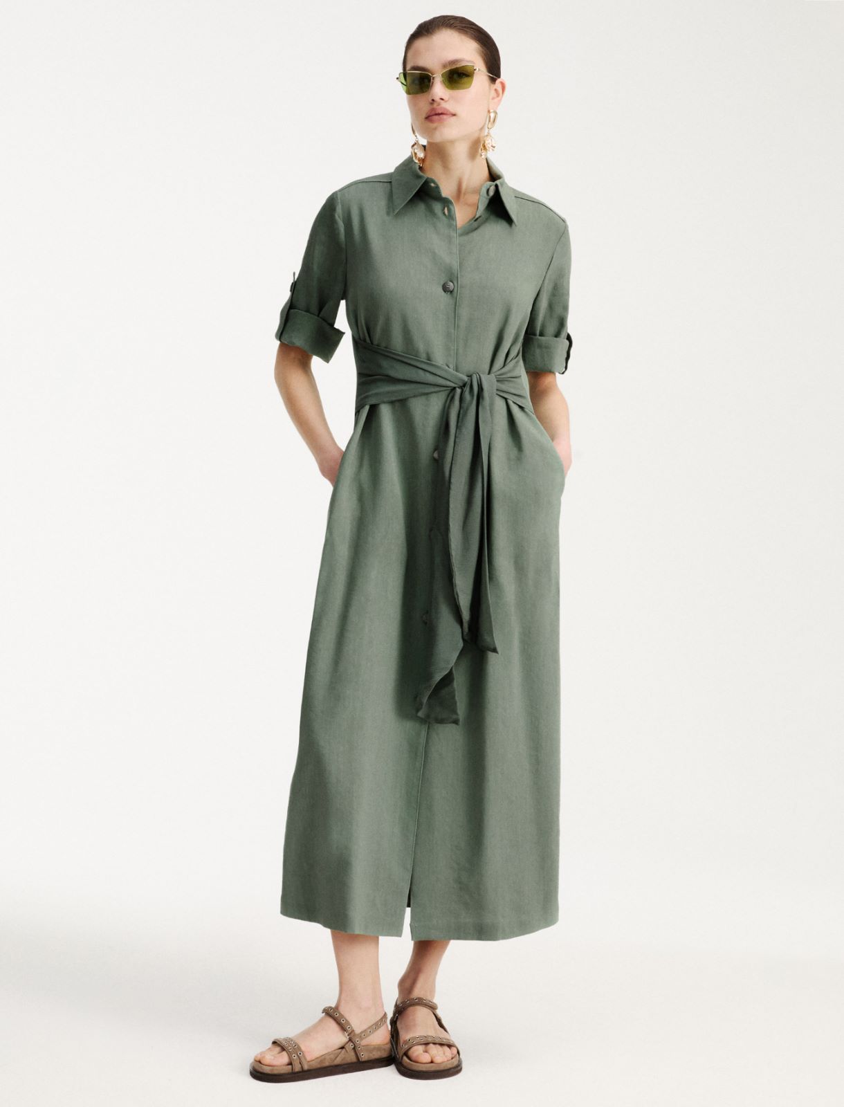 Chemisier in lino e viscosa stretch - VERDE - Marella - 4