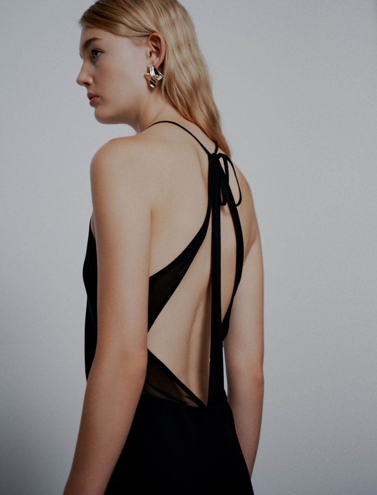 Long envers satin dress - Black - Marella - 6