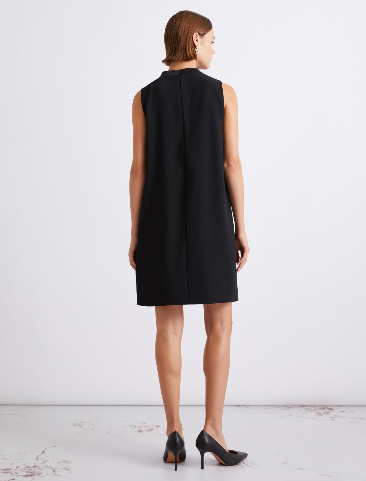 Ärmelloses Kleid aus Envers-Satin - SCHWARZ - Marella - 3