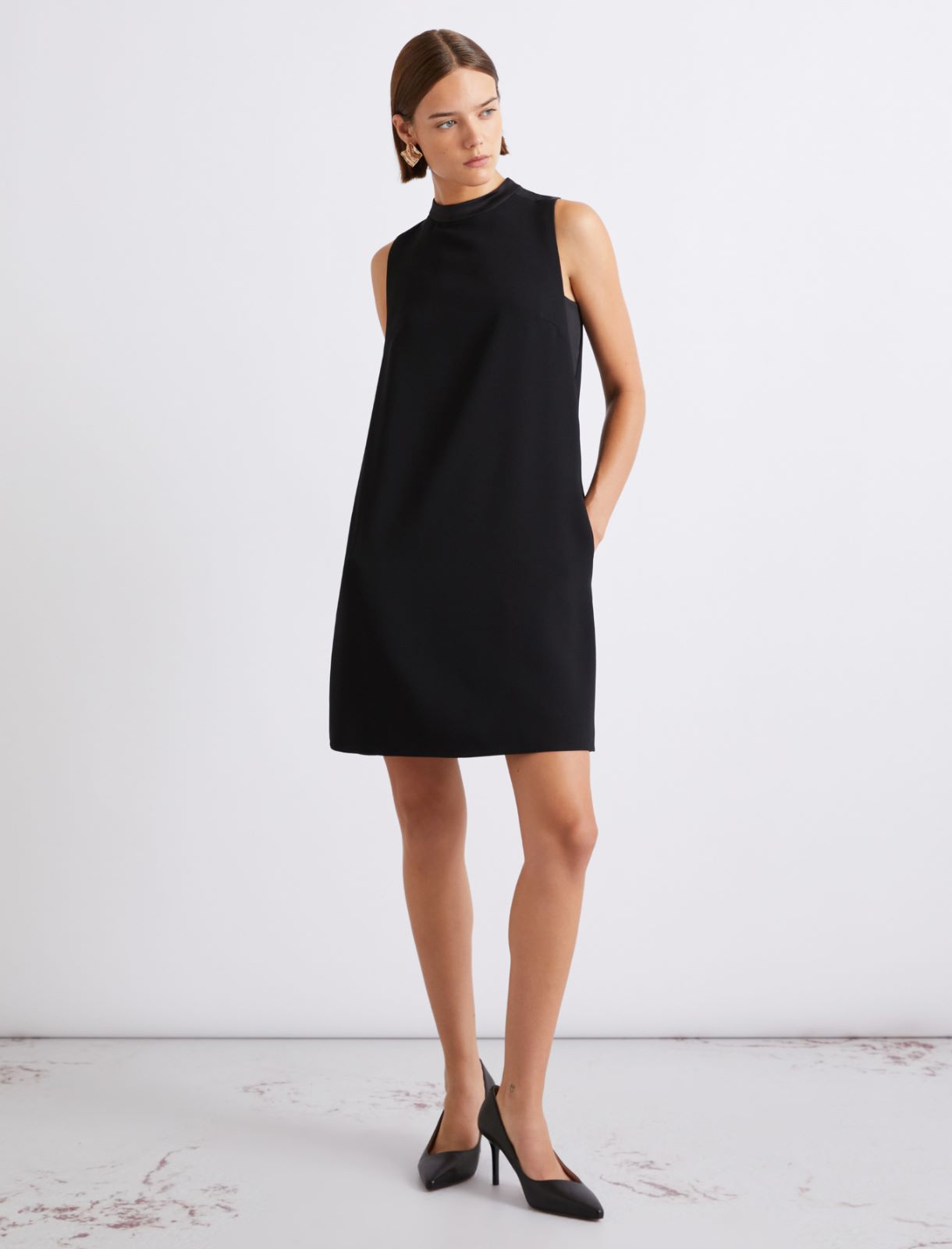 Ärmelloses Kleid aus Envers-Satin - SCHWARZ - Marella - 4