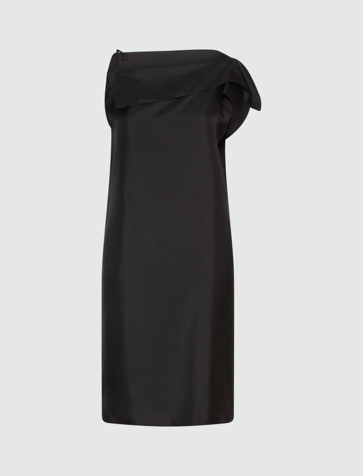 Silk twill asymmetric-neck dress - BLACK - Marella