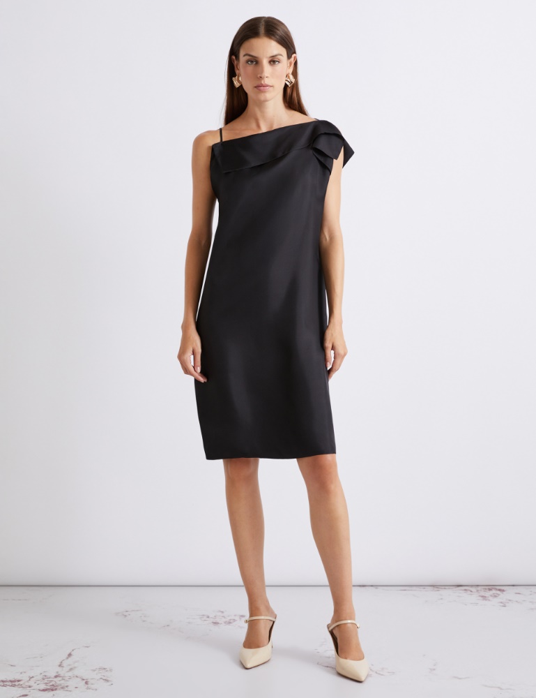 Silk twill asymmetric-neck dress - Marella