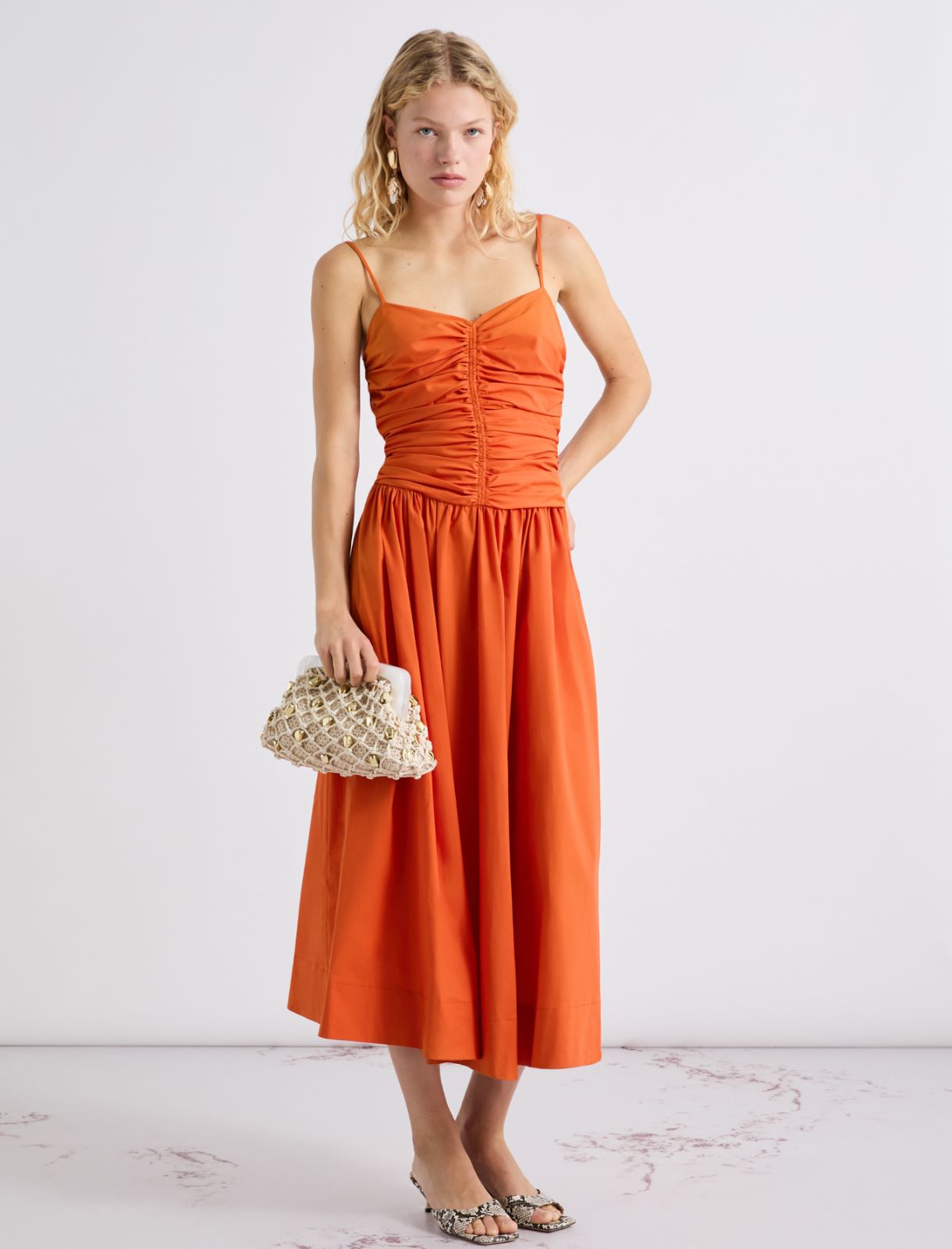 Popeline-Kleid mit Fit-and-Flare-Passform - ORANGE - Marella - 2