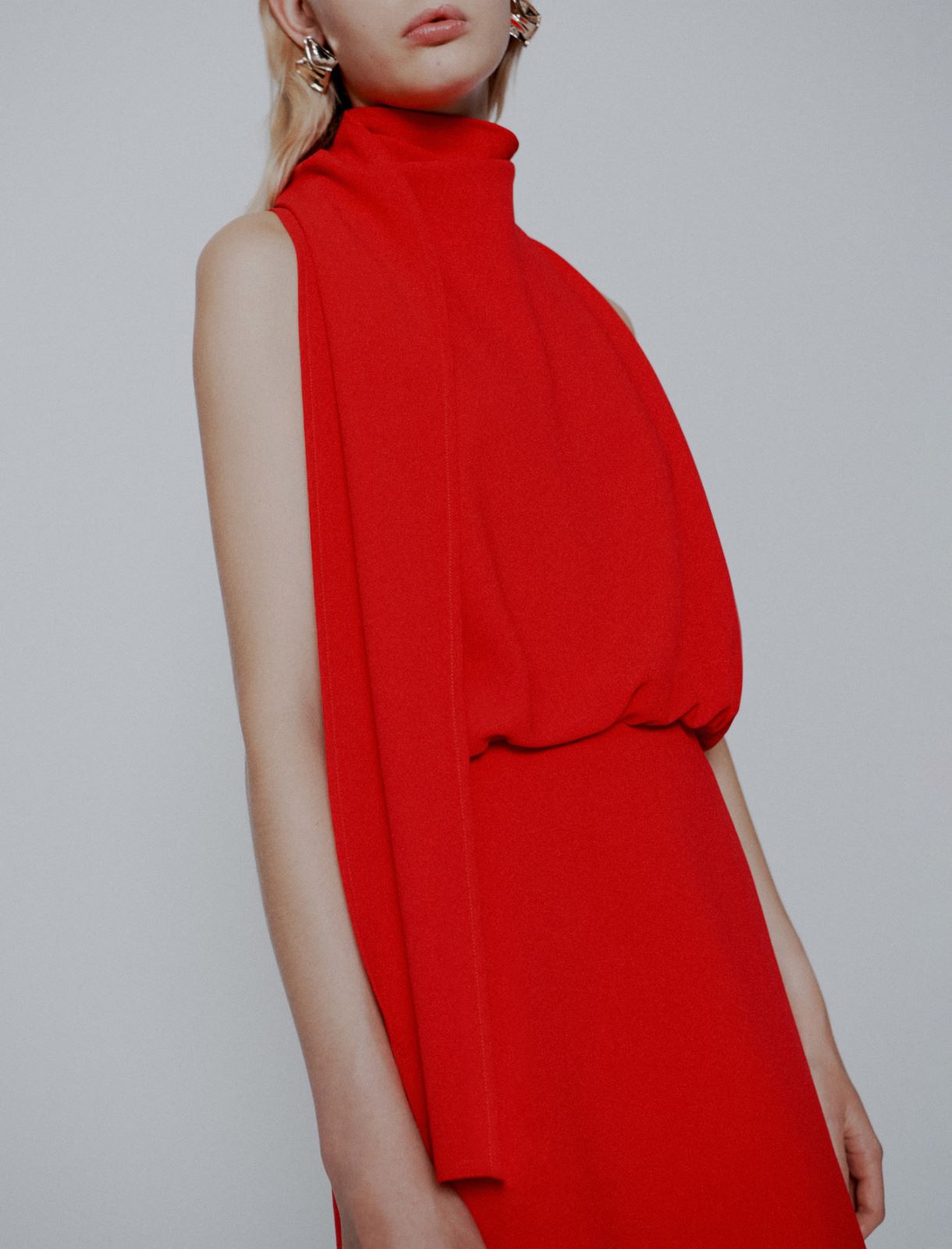 Abito svasato in envers satin - ROSSO - Marella - 5