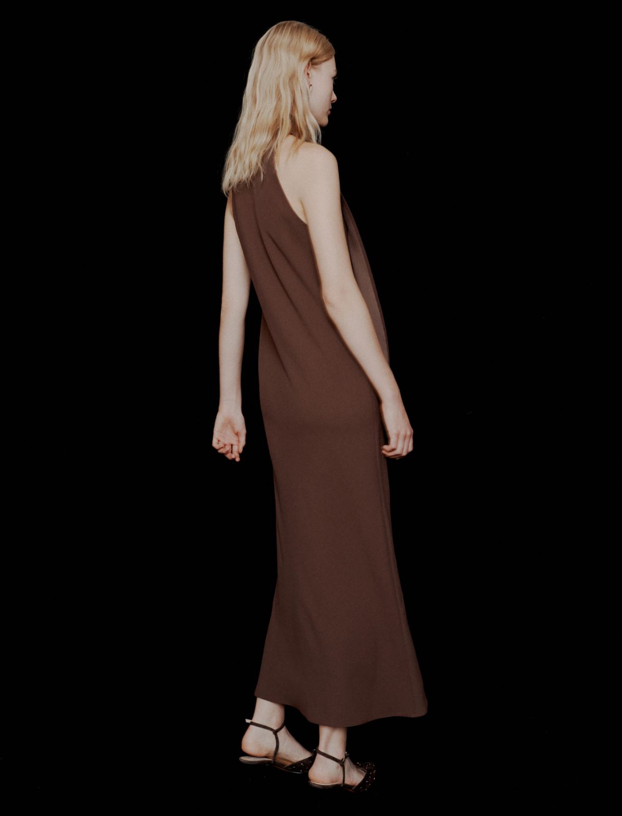 Abito longuette in envers satin - MARRONE - Marella - 3